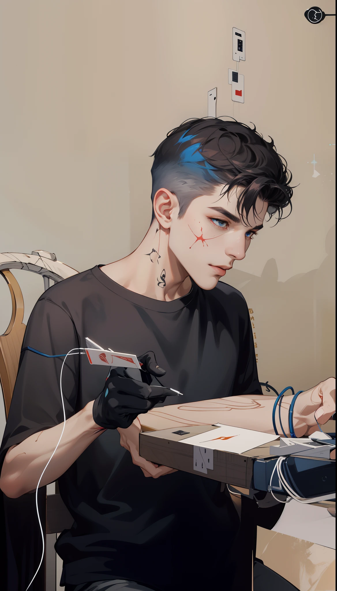 A young man bursts into a printing shop, looking anxious, and asks the owner to print an image of Pangu