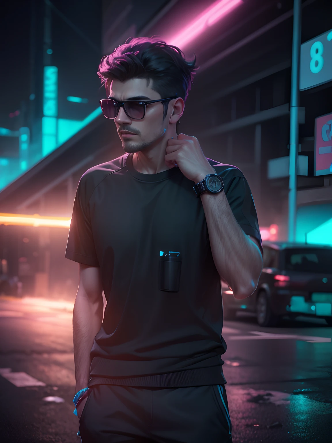 Blur background neon original face 8k ultra realistic