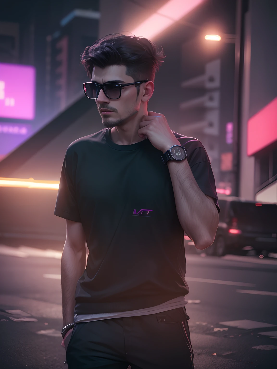 Blur background neon original face 8k ultra realistic