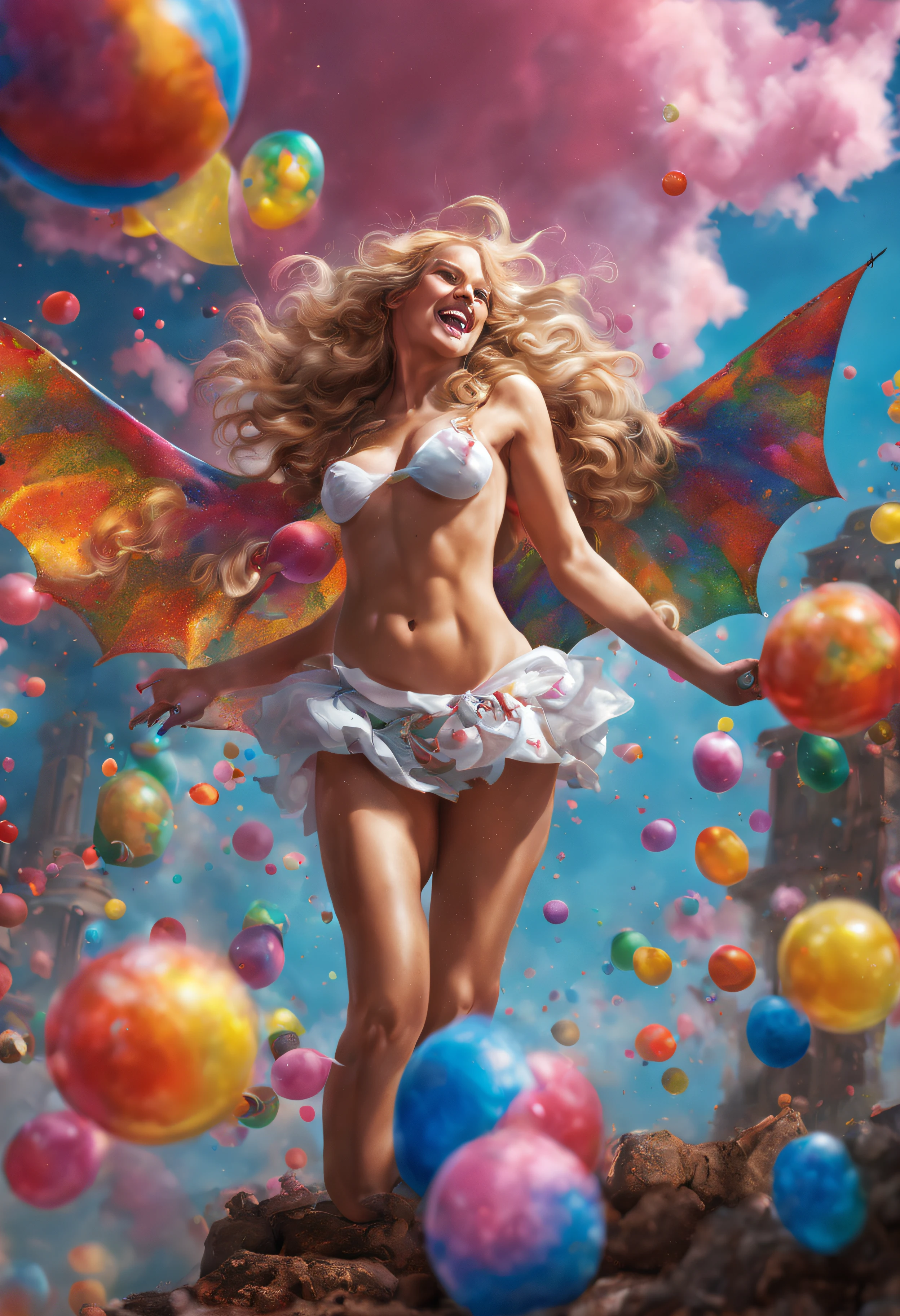 text "HAPPY EASTER". thin, extremely gorgeous, female entities with giant hooters, smiling, ghosts, spirits, poltergeists, multicolored bubbles, Skittles, jelly beans, M&Ms, multicolored easter eggs, loving, sparkling, sweeping, extremely colorful, multicolored, exquisite, beautiful, Pretty, lovely, meticulous, Fine, clever, smart, diabolical, sneaky, great big, giant, oversized hooters, long, wavy blonde hair, Double Exposure, Triple Exposure, Reality bending, unreal engine 5, trending on artstation, hot, grinding, rocking, swaying, erupting, buzzing, death defying, dropping, exploding, chirping, clicking, zipping, bubbling, aerodynamic, phantasmic, colorful, multicolored, neon, Cackling, echoing, Steaming, frightening, electrifying, shocking, shining, lighting, thirsting, eating, floating, dripping, oozing, dreaming, Magical, beautiful, pretty, awesome, happy, serene, poignant, hopeful, quaking, mellow, hyper, dramatic, action, funny, laughable, bubbles, multicolored cotton candy, Skittles, jolly ranchers, chocolate, bat wings, red eyes, lightning, fireworks, beautiful, 32k, UHD, hyper realistic, photorealistic, realistic, lifelike, real life, highly detailed, professional quality Oil Painting in the style of Boris Vallejo