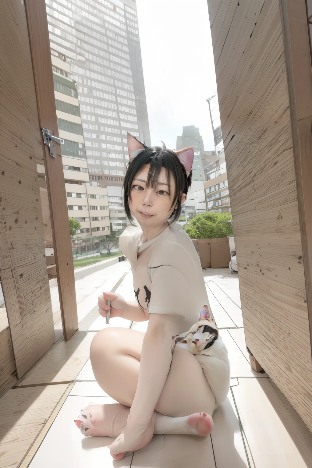 Cats, the background is white, Mismatched pupils, lightsmile, Anime, Anime, surrealism, wide angles, ultra wide-angle, Wide Shot, 8K