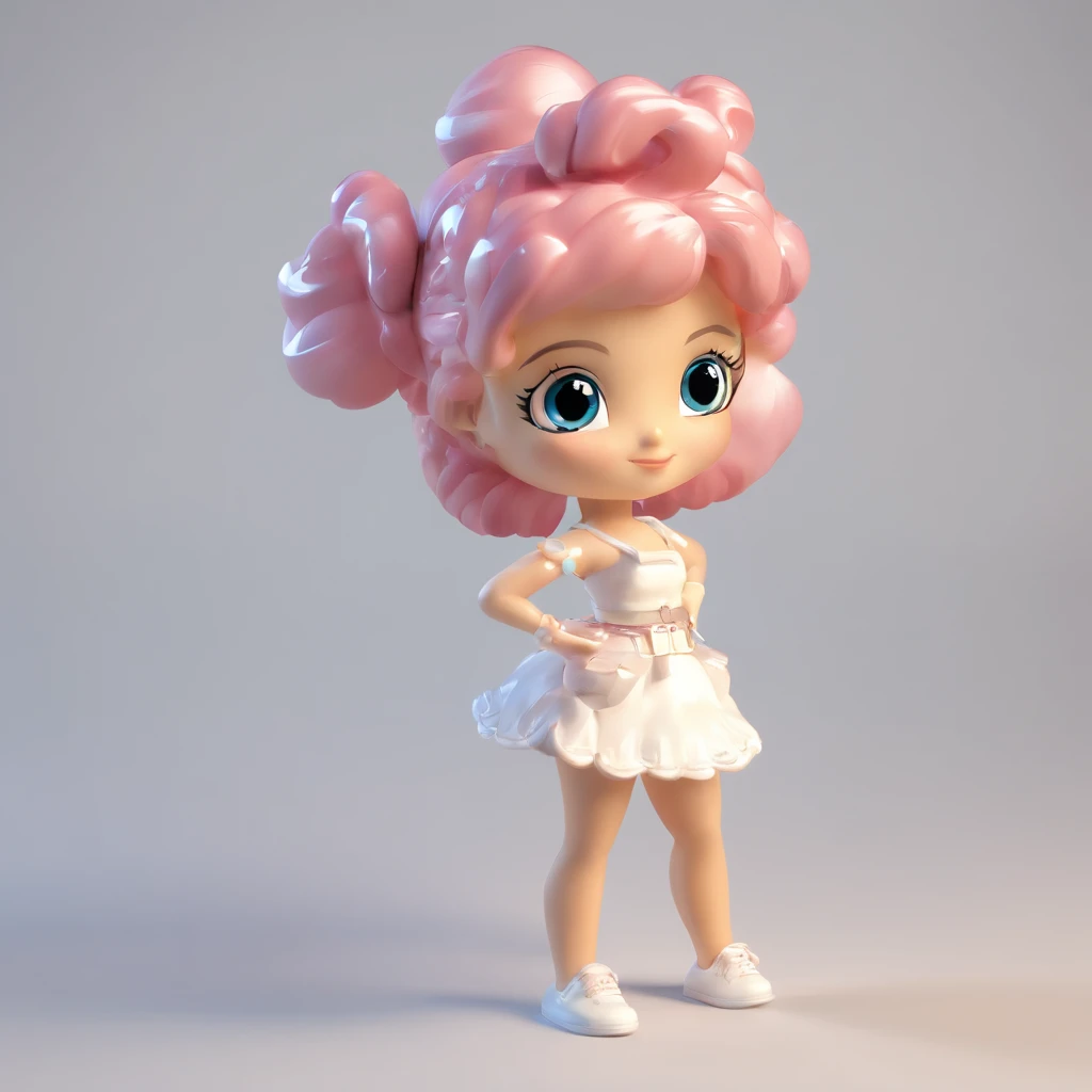 super linda chica IP por pop mart, ojuelos, Cherub,Small white dress, Barbie doll, Modelado, Caja ciega de juguete, Brillante y delicado,Limpiar el terreno trasero, Buen brillo, Renderizado 3D de un,La mejor calidad