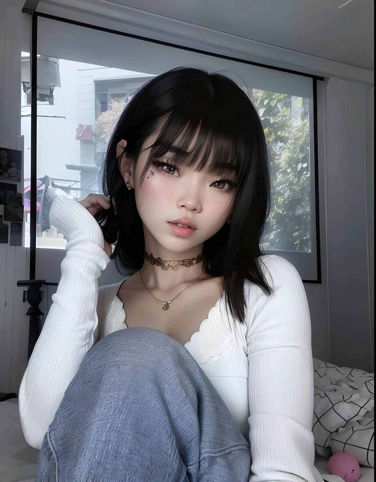 Araffed Asian woman with long black hair wearing a white dress, maquiagem sul-coreana popular, Jennie Blackpink, maquiagem coreana popular, Parque Roseanne do Blackpink, jossi do blackpink, Retrato de Jossi do Blackpink, wan adorable korean face, Ulzzang, Lalisa Manoban do Blackpink, Lalisa Manobal, Jinyoung Canela, young cute wan asian face