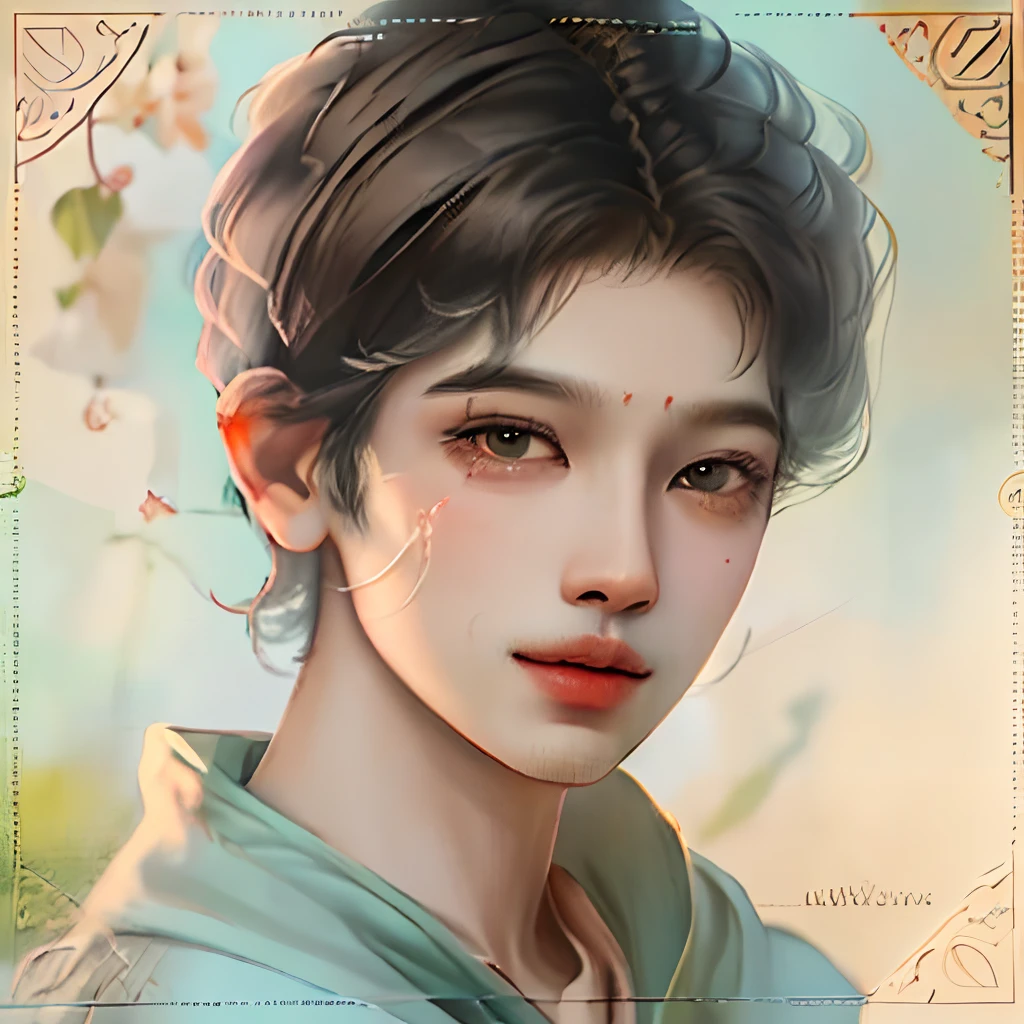 a Indian Indian boy Small eyes short haircut romantic expression on face handsome Jo line face