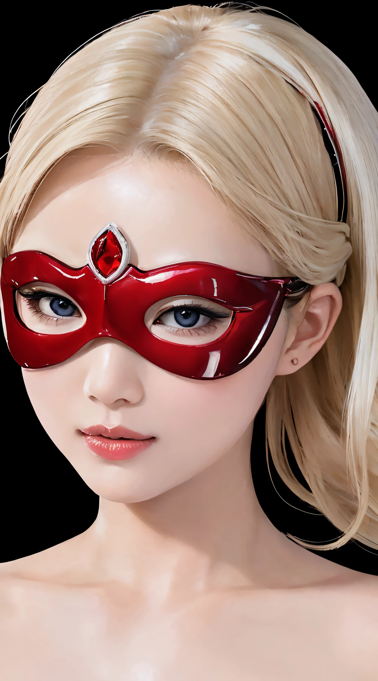 (8K, RAW Photos, of the highest quality, Masterpieces: 1.2), (Realistic, Photorealistic: 1.37), Highest Quality, Ultra High Resolution, light leaks, Dynamic lighting, Slim and smooth skin, (Full body:1.3), (Soft Saturation: 1.6), (Fair skin: 1.2), (Glossy skin: 1.1), Oiled skin, 22 years old, Night, shiny white blonde, Well-formed, Hair fluttering in the wind, (Close-up shot of face only:1.2), Physically Based Rendering, From multiple angles, (Girl in a glass bottle:1.2), all-fours, Chest is sheer, with round face, a blond, red-lips, eye mask, white shirt, Kamimei, As if peeking from below, Red bikini, 鎖骨, cleavage of the breast