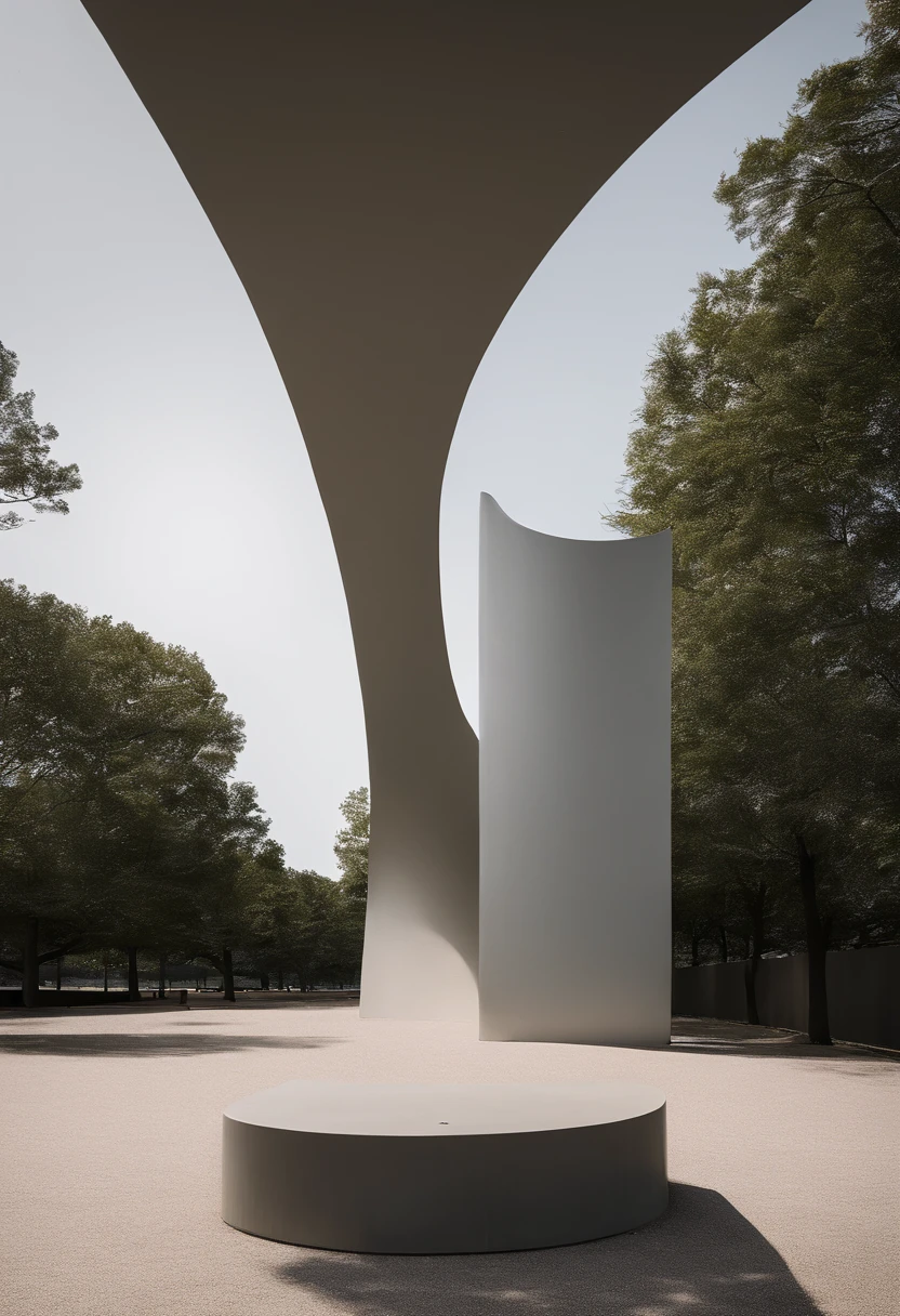 isamu noguchi, curves Minimalist, sculpture monument , 4 sides of the monument in pictures, war monument, perspective around the monument, war monument