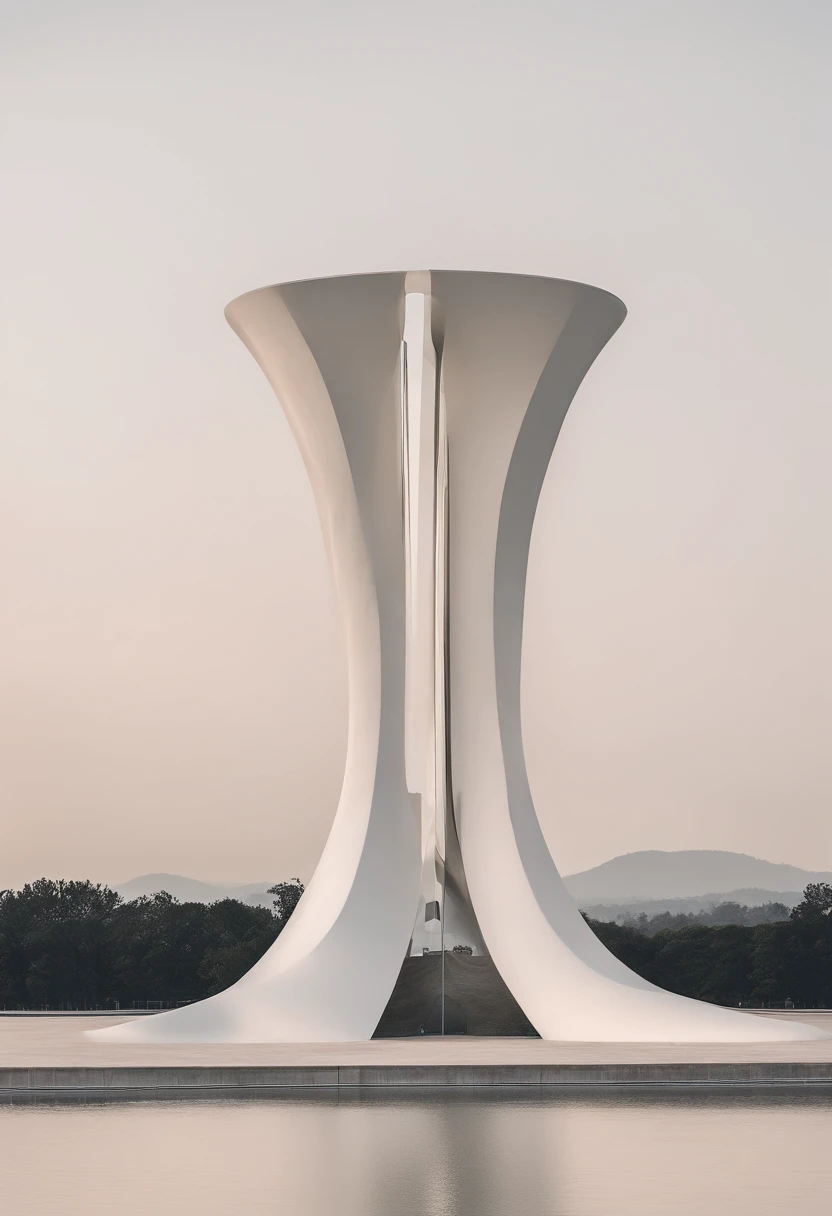Majestic monument, bringing elements of human connection, minimalist curves, minimalist, abstract monument style,