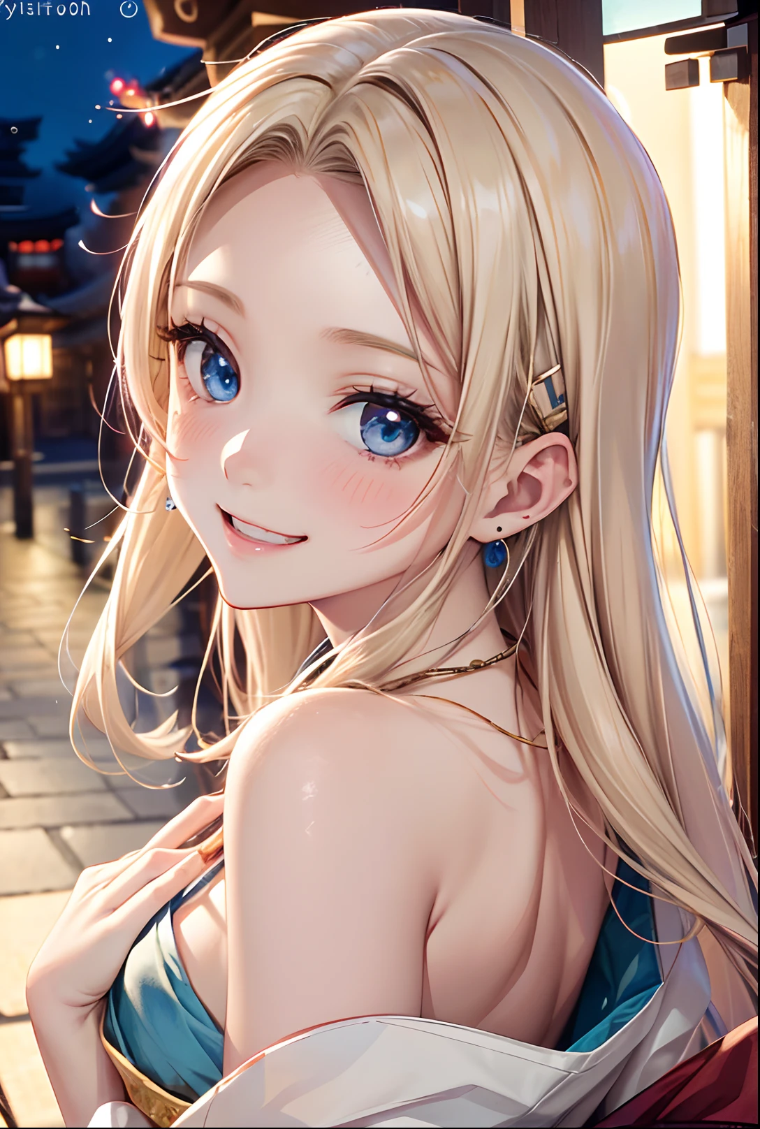 nsfw,masterpiece、highest quality、High resolution、high quality images、8K, 1 female、skin luster、skin texture、Expression of fine eyes、Shiny bright golden hair,Girl with long braided hair, realism, detailed manga style, manga art style, perfect line drawing, beautiful line drawing, digital manga art girl, beautiful light blue eyes, Clear, beautiful eyes、plump lips, detailed gorgeous face, (cute smile), charm, Front view, (perfectly detailed face), (fine hands) 、photorealistic images, Depth of written boundary, Princess hairstyle, Princess、Corolla on the head , face forward , night sky , night view ,beautiful starry sky , romanticism,topless、(All nude:1.5)、(flat chest:1.2)、smile、blush、princess tiara、fluffy hair、Gorgeous blue sparkling earrings、Palace balcony、Nadia: The Secret of Blue Water Necklace