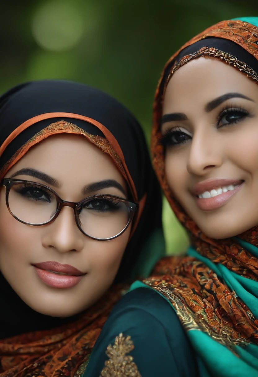 Jilbab women, Indonesia, realistic, wear glasses, sexy