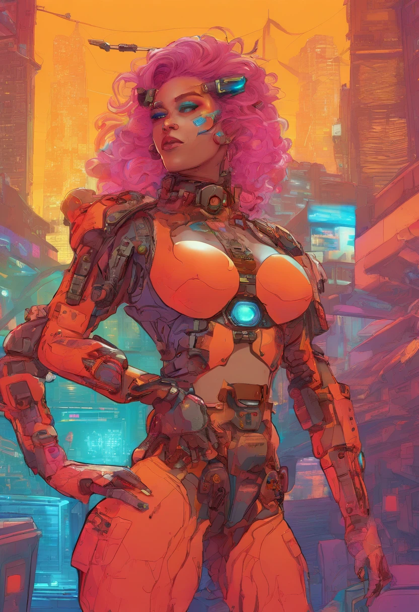 (Highly detailed: 1.2), (Canon EOS R6 of the highest quality: 1.2), (8K: 1.0), (emb-rrf-low: 1.0), (Lots of big black tattoos on the cybernetic head, open in the middle, showing the inside, Detailed Face, Ultra-detailed eyes and high-tech sunglasses with holographic display 1.2), sharp-focus (Awarded Photography: 1.2), (Subsurface diffuser: 1.2), (Subsurface diffuser: 1.2). 1.1) (Beautiful ultra-detailed cyborg: 1.2), ( Hair hyper-detailing: 1.2), (A miraculous body: 1.2), (full - body: 1.2), (Dynamic Rack :1.2), neon glow, (detailed cybernetic eyes:1.1), a closeup of a (A hyper-realistic:1.2), RPG, Cyberpunk 2077 Style, dramatic lighting, (Highly detailed futuristic cityscape:1.2), (Sci-Fi: 1.2). 1.2), professional portrait photograph, WLOP Greg Rutkowski Jeffrey Simpson Alphonse Mucha