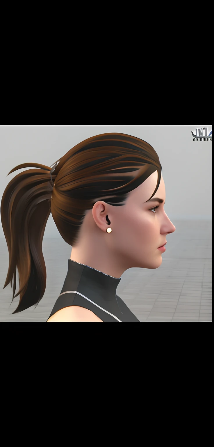 Woman in black hair ultra realistic
