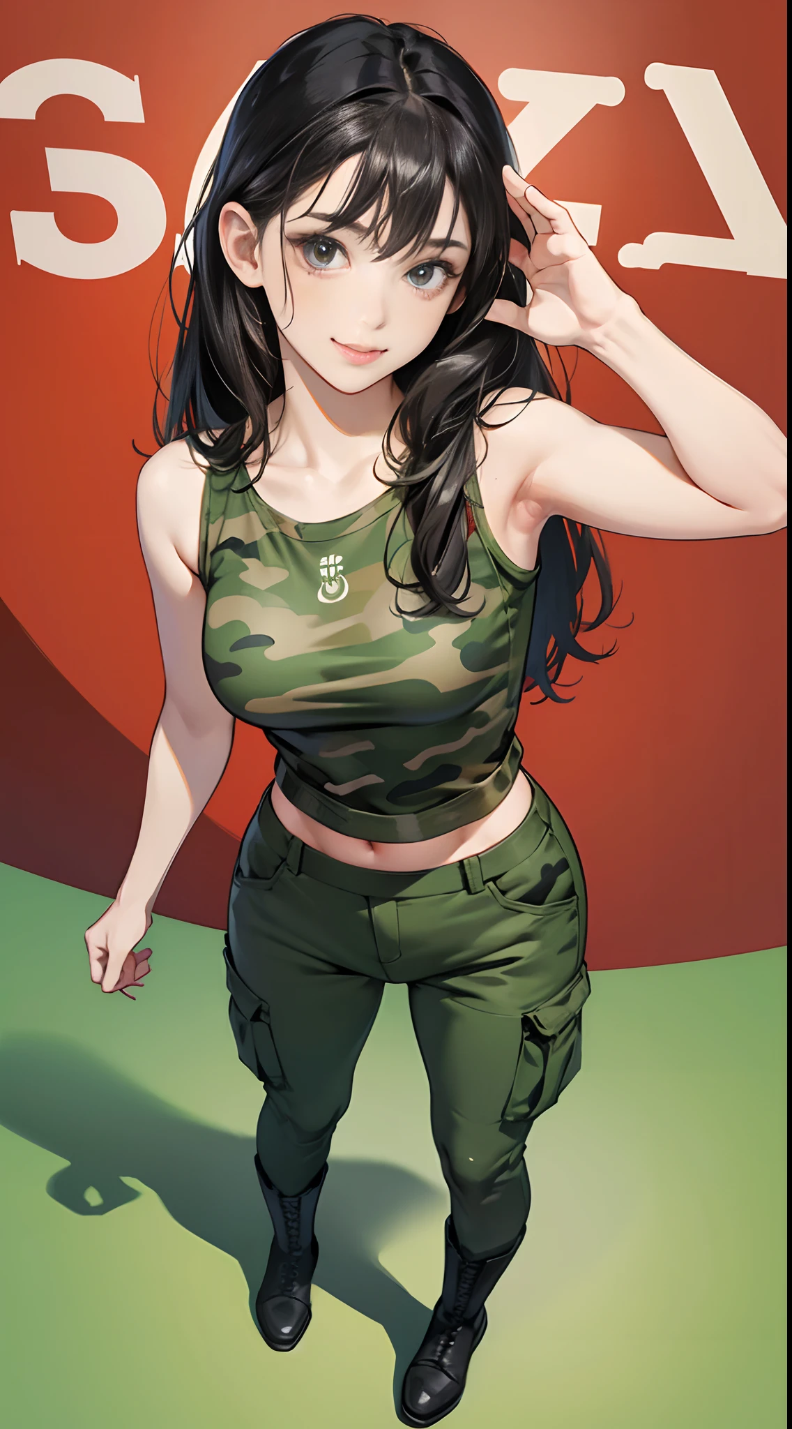 Green military logo with a busty Waifu and the word Heer