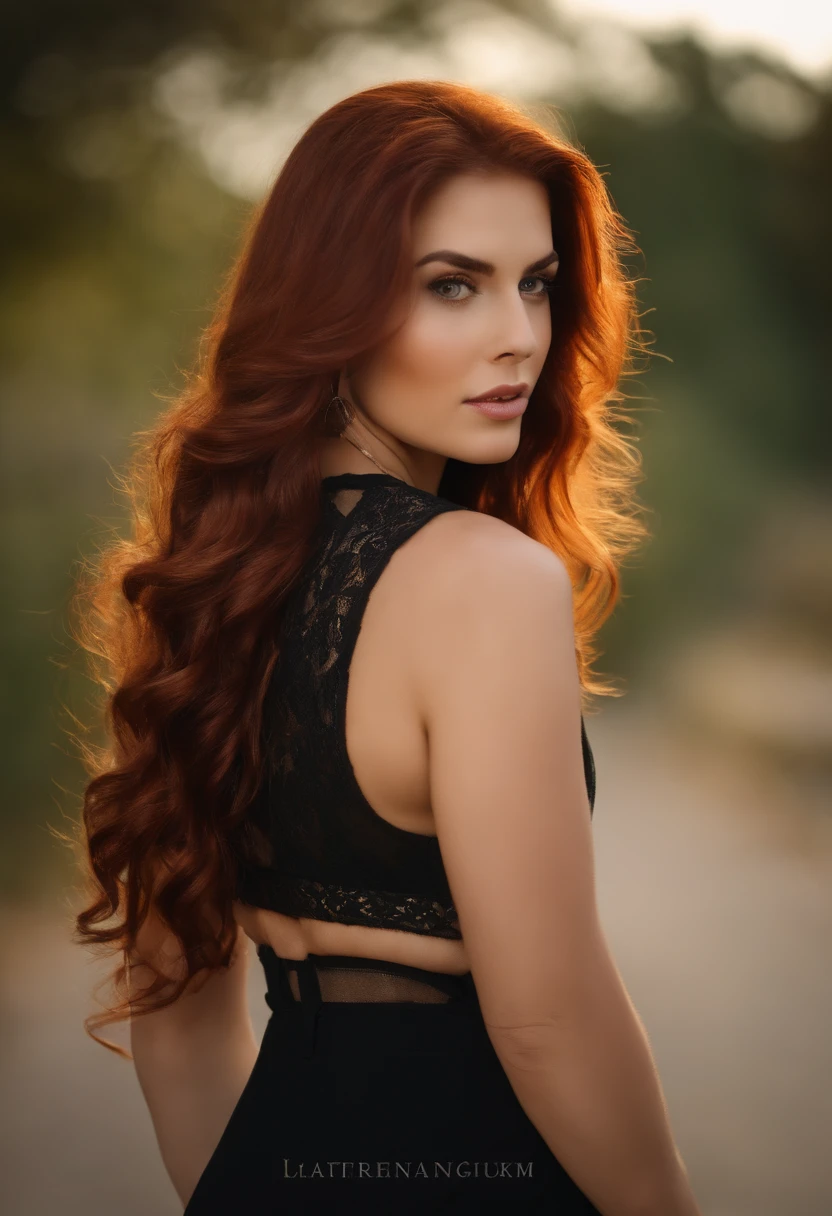profissional, (4K Photo:1.1)  (foco nítido:1.3), High detail, Usando (camisa apertada:1.2), Rosto bonito e detalhado, An attractive woman with long red hair looks into the camera, parecendo a atriz Katherine McNamara, Panasonic Lumix S Pro 50mm F/1.4, , foto realista, (mulher jovem atraente:1.3), (sedutor:1.1), (Corar:1.1), Forma do corpo da ampulheta, seios grandes e redondos, t-topo andando pelo centro de uma grande cidade com roupas e joias de mulher rica