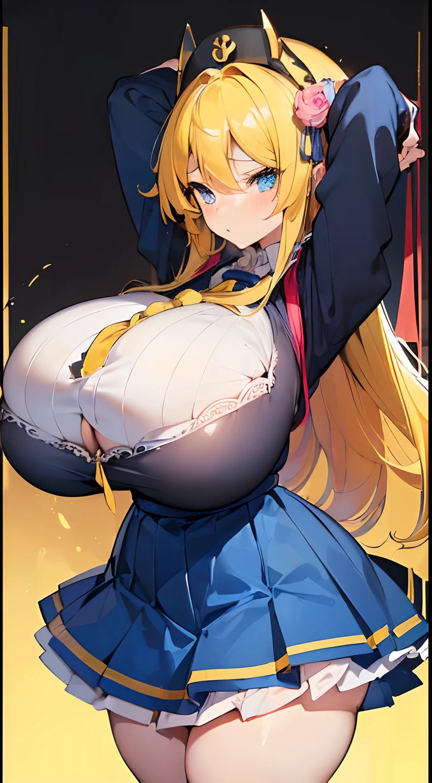 ((Sexual turn, **** with gigantic breasts and gigantic bust and ****)), ((best quality:1.5)),blue eyes,((yellow hair and gigantic tits and 黑丝袜 and school uniform))************