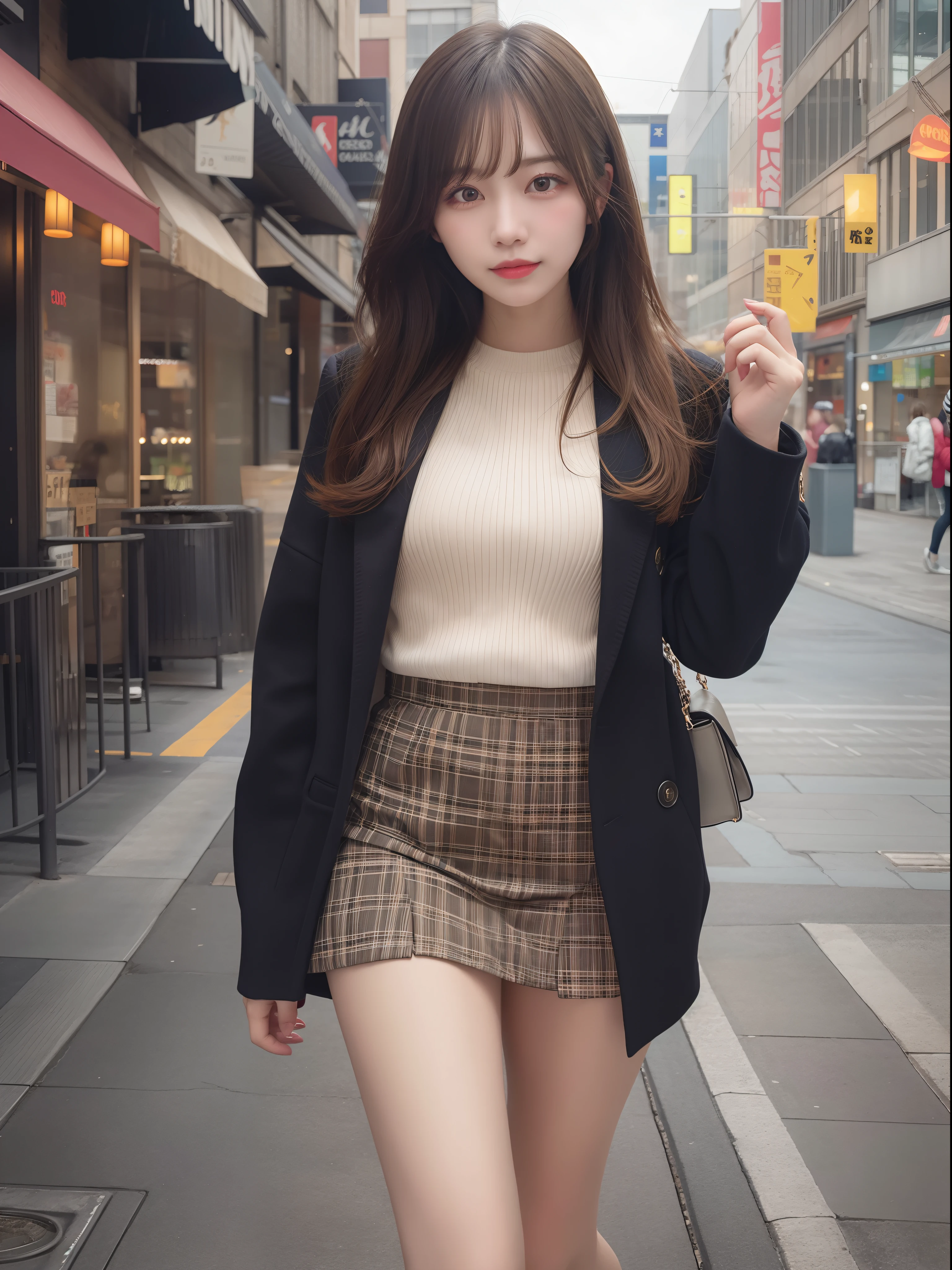 Girl walking in a miniskirt
