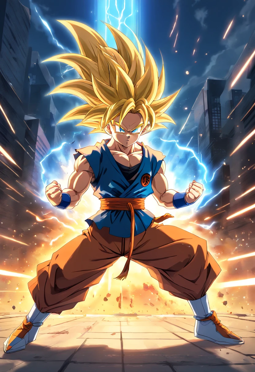 Super Saiyajin Goku, al aire libre, Entrenamiento de artes marciales