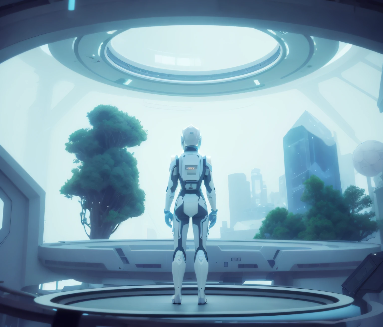 futuristic space station wardrobe with character standing in the middle, wake up hybernation section, forest in the window. Purple hairsteps: 60, Sampler: Euler a, CFG scale: 7.0, Seed: 240111173, Size: 1012x868