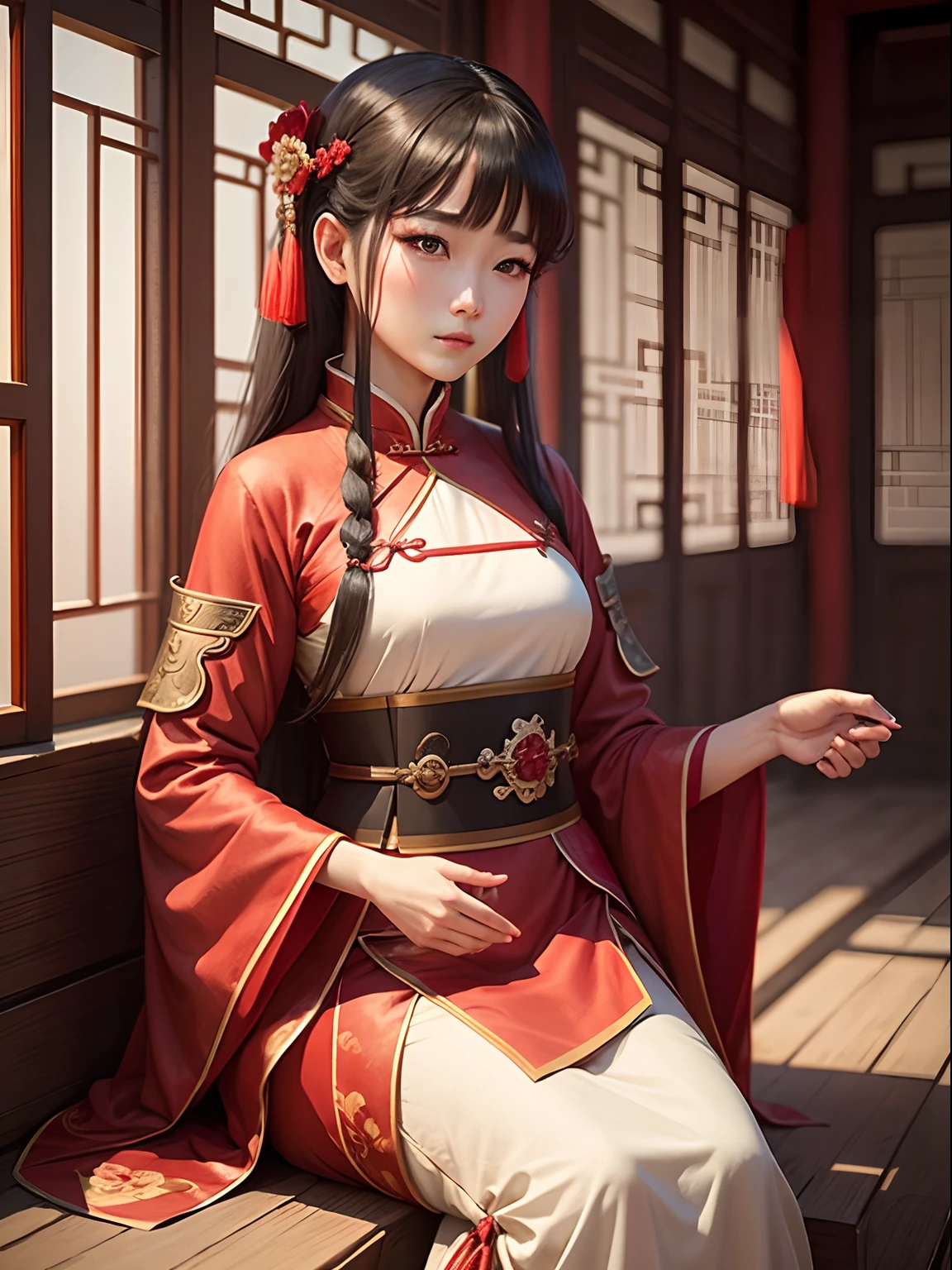 a women, Chinese, Hanfu, red, palace