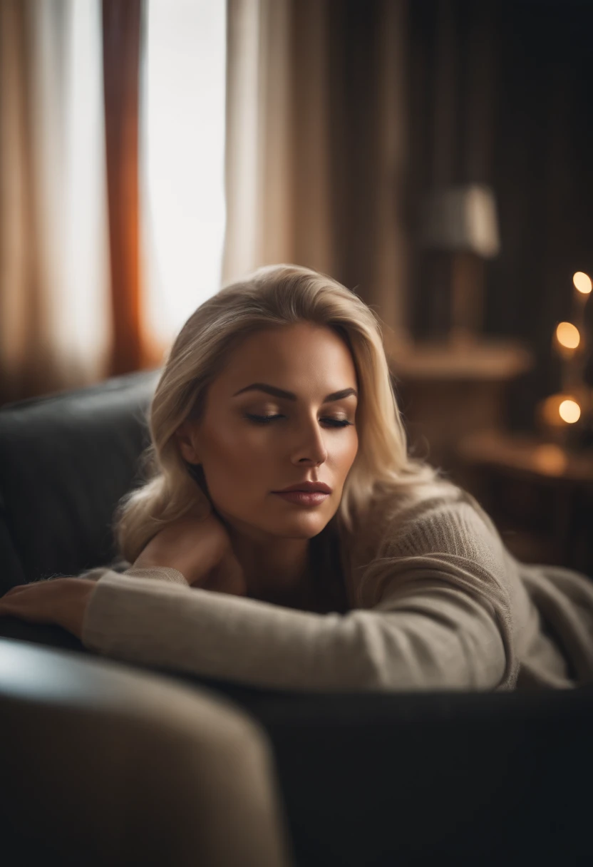 A sensual relaxation in a luxurious room blond hair