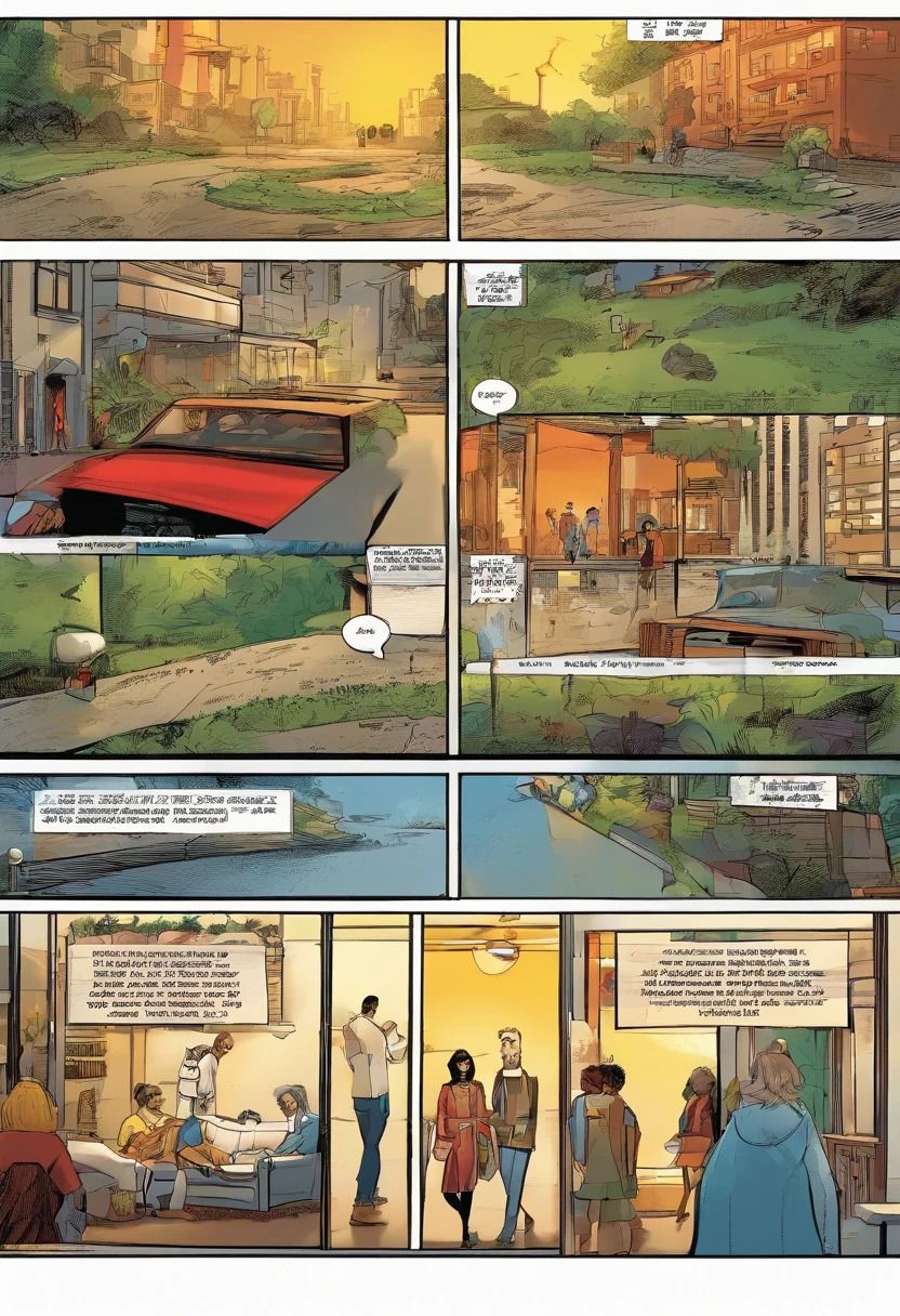 American comics, The comic story is presented in multiple irregular colored panels.((Comic storyboard:1.8)), American School Love Story,Boys and girls meet each other, Experienced bits and pieces together, In the end, it is not as good as the story of the marriage hall