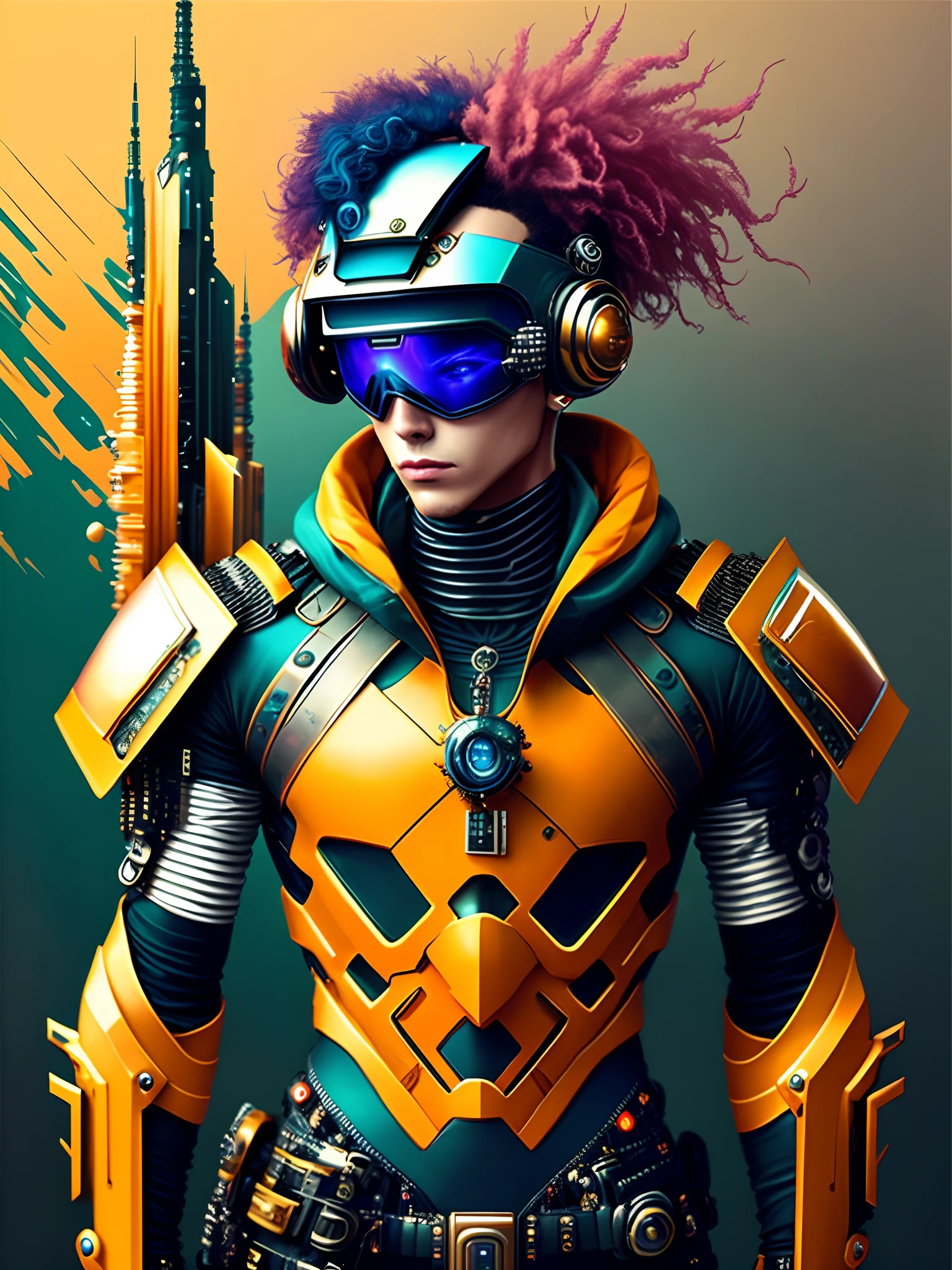 Cyber punk man fantasy and SCI fi beautiful look