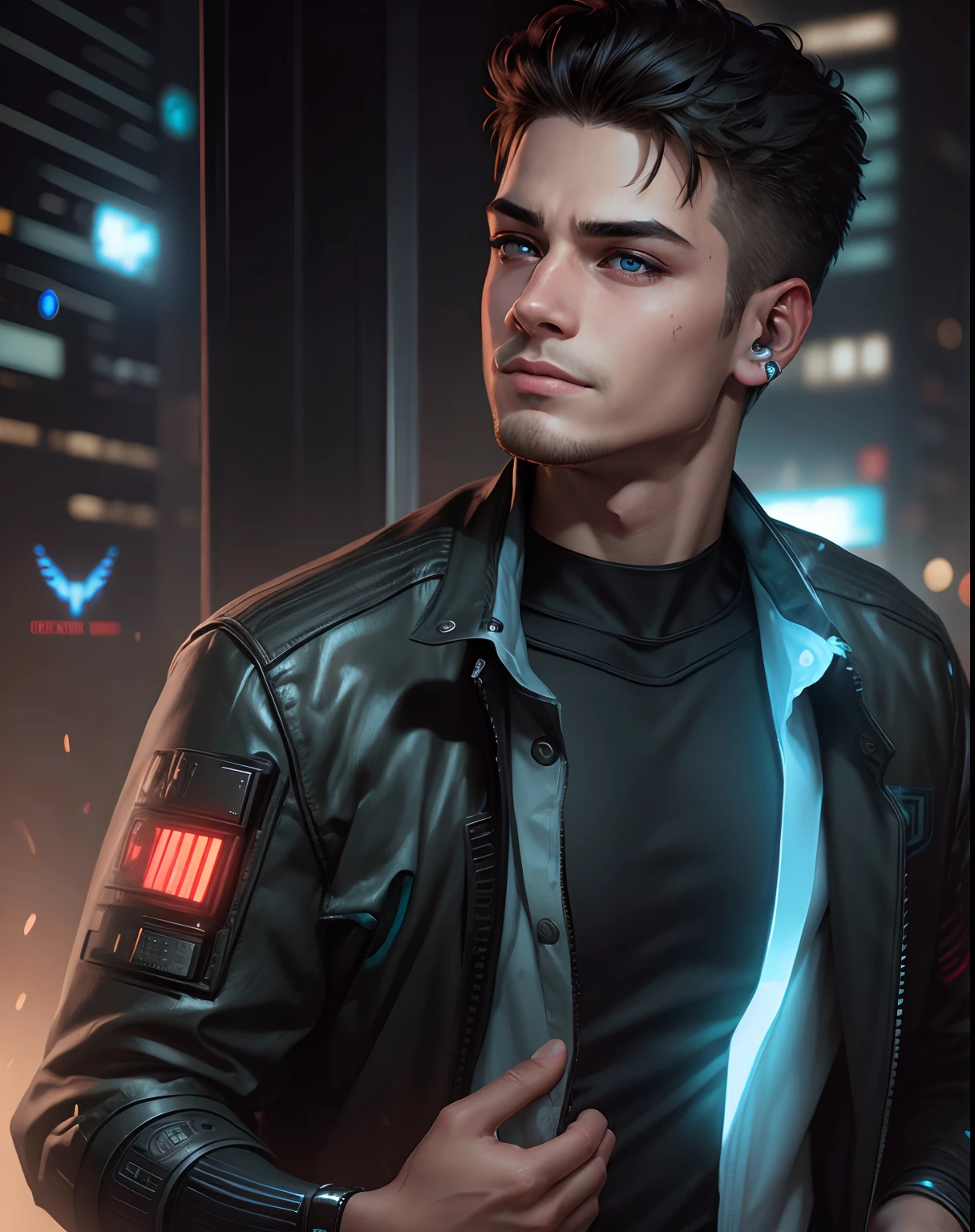 face, change background cyberpunk handsome boy, realistic face,