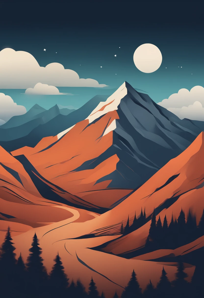 Mountain minimalism background, Simple drawing, Drawn