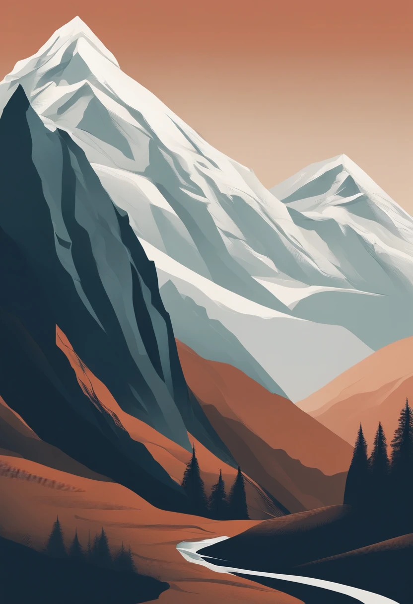 Background of mountain minimalism, Simple drawing, Drawn, Simple graphics