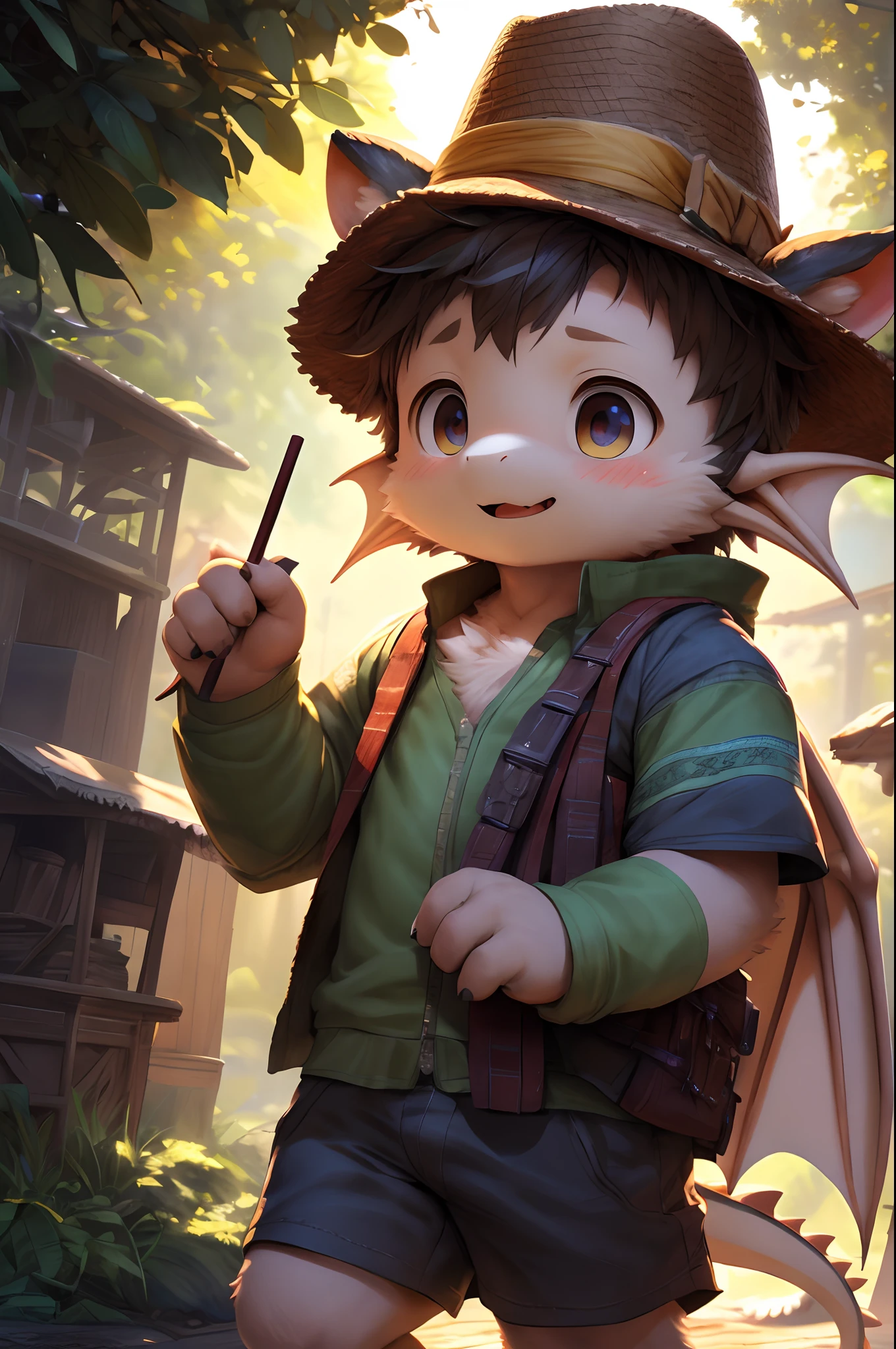 Solo,(komono:0.8),(Shota,child,cub,Young,tchibi,bishounen,Petite,short stack,Adorable:1.1),(Anime face,Kawaii expression,cute fang),(Handsome:1).
break
Brunette male pupils, A ((((Dragons)))) Has ((Dragon horn)), Short-sleeved shorts, wearing long cloaks, a straw fedora hat,There are two streamers on it,Countless wind chimes, The green flute sits on the back of a large bird made of water, Behind him were more birds.
Break
(Cinematic lighting), ((Detailed background)), ((Looking down)), (((three fourths view))), (((flustered))), (bedroom eyes),(rough breath),(Happy mouth),(Seductive),(Lust),(half body shadow),Pink paw pads,clawed paws,4 fingers,3 toes,Delicate muscle lines,(detailed bulge:0.5),(erection under clothes:0.5),(flaccid:0.5),(Not retracted_Wrapping:0.5),(Animal_:0.5),(_Tip:0.5),(Leaking_how to:0.5).
break
Ultra-detailed,(NSFW:1.2),Colored digital line art,Photorealistic,(Flat color:1.2),thick outline,(limited palette:1.1),Game CG,(。.3D:1.2),(Photorealistic:1.2),(Masterpiece,Best quality,Great,Highly detailed CG unity 8k wallpaper,Super fine illustration:1.2),Extremely detailed,voluminetric lighting,Best shadows,(Depth of field,Particles of Light,Cinematic lighting:1.1),wind lift,speed-line,offcial art.
Break
(author:Lin Dong:1.25),(by Blotch:1.25),(author:Mamado:1.1),(author:Xia Huaiting:1.1),(By Telson:1.1),(author:Taran Fidler:1.1),(author:Kilver:1),(author:Oxford 2199:1),(By Syuro:1.2),(author:S1M:1.2).
break
Bright colors,shaded,countershading,High contrast,Photography \(artwork of a\),(Realistic:1.2),(hi,It's nothing,absurd res:1.2),Perfect anatomy,Anatomically correct,Detailed,Detailed face,Detailed eyes,(Realistic fur,Detailed fur:1.25),Detailed background,amazing background.