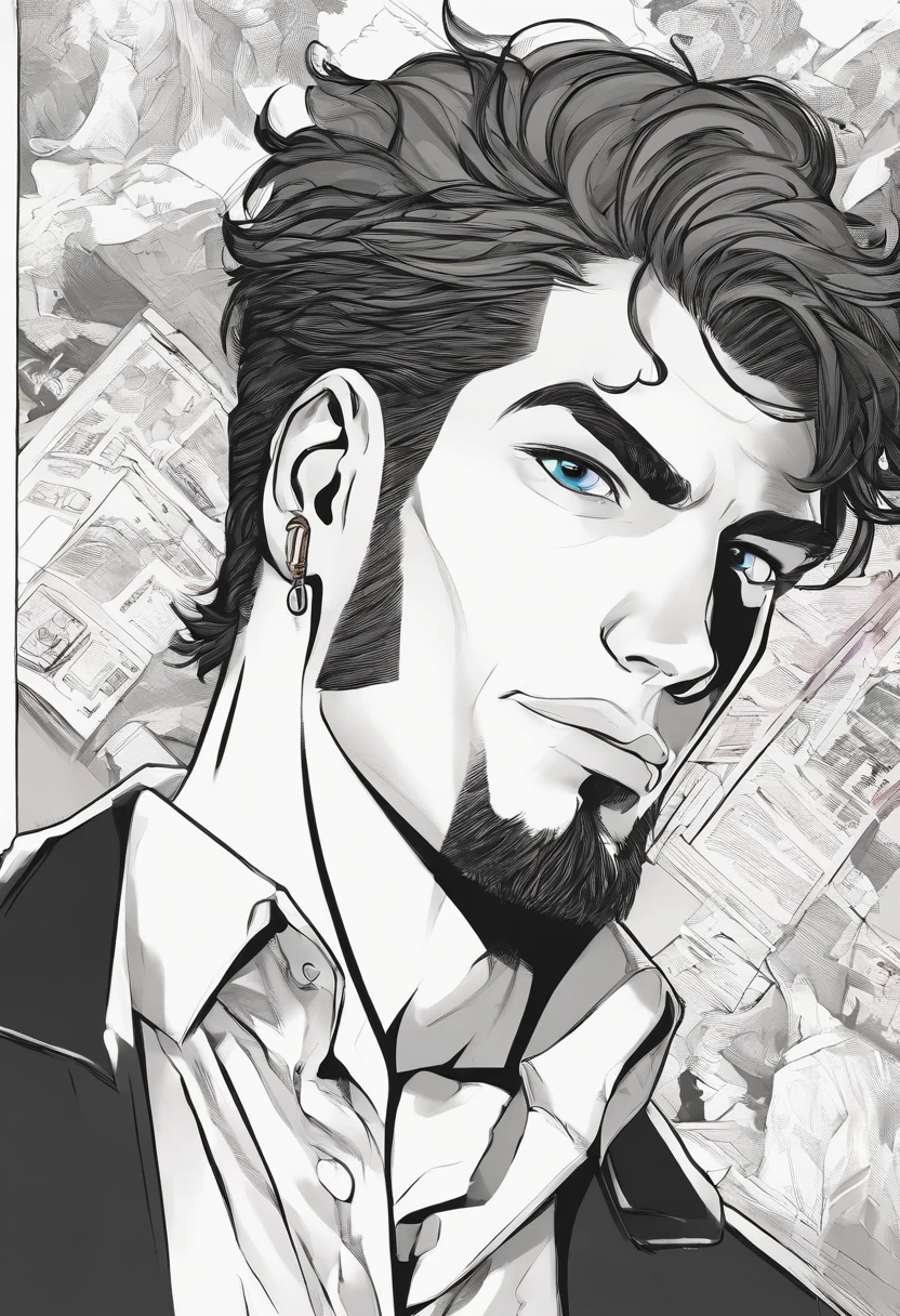 Bateman in 0mib style, illustrator, masterpiece, high quality, 8k, high resolution, high detail, serious