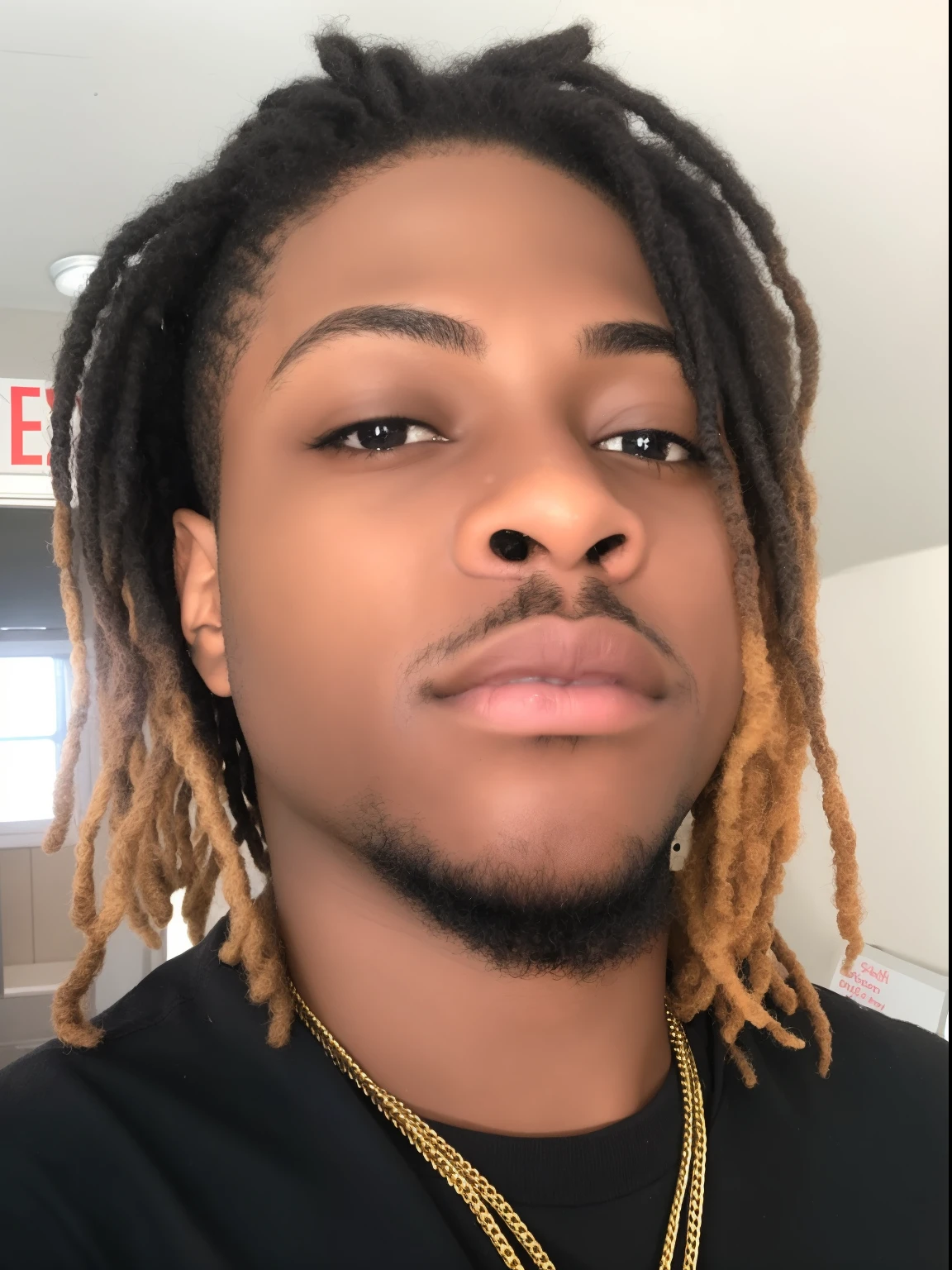 arafed man with dreadlocks and a black shirt, taken in the early 2020s, headshot profile picture, around 1 9 years old, halfbody headshot, good looking face, xxxtentacion, aaron sims, 1 / 2 headshot, looking away from camera, 1 / 4 headshot, profile shot, raytrayced, looking straight to camera