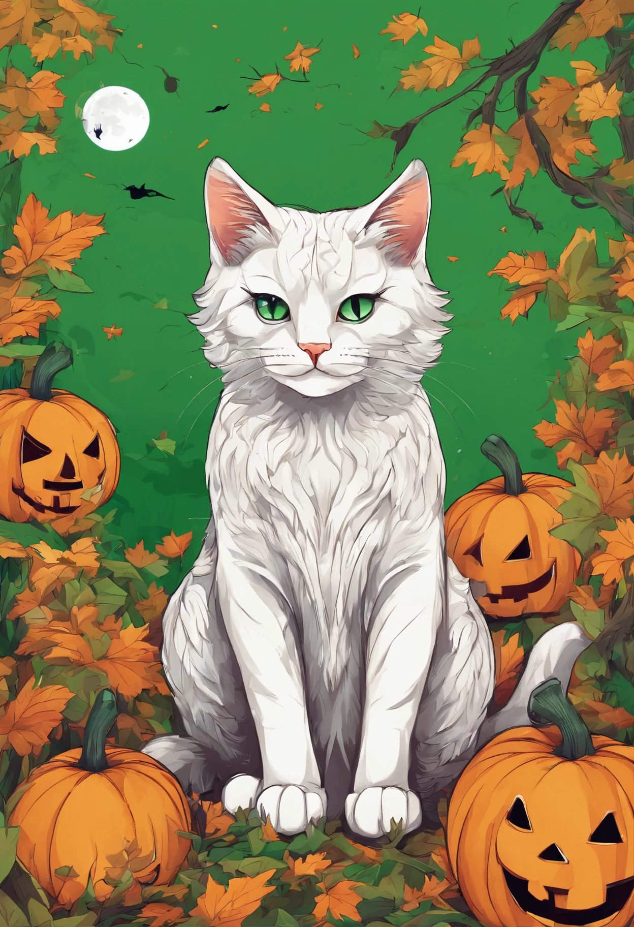 Halloween cat on green screen