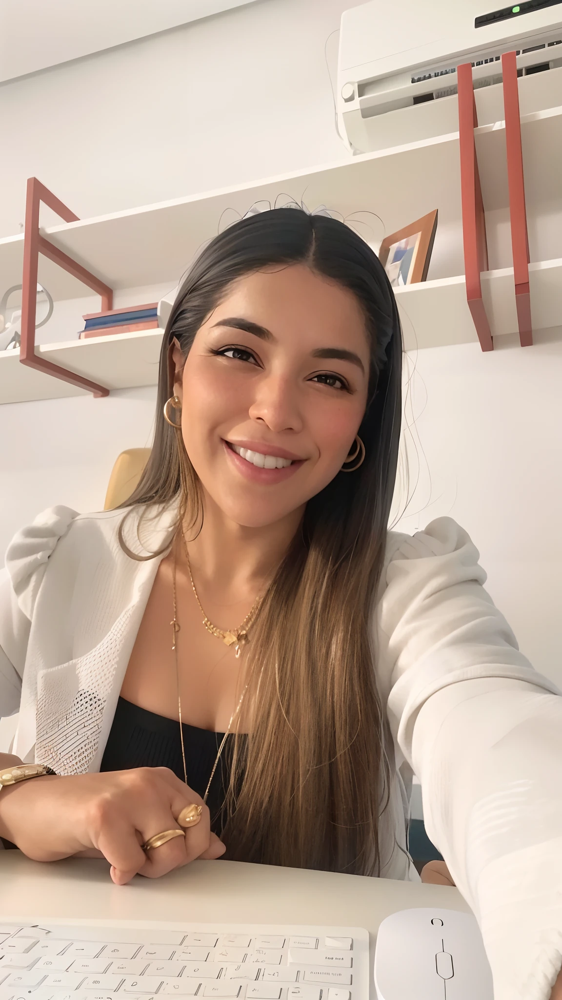 Smiling woman, sitting at a desk with a computer and keyboard, valentina remenar, Malika Favre, Fernanda Suarez, alanis guillen, profile image, julia fuentes, Olivia Peguero, The Imane Years, by Nándor Katona, marischa becker, Andrea Rocha, Amelia Pelaez, Adriana DXIM