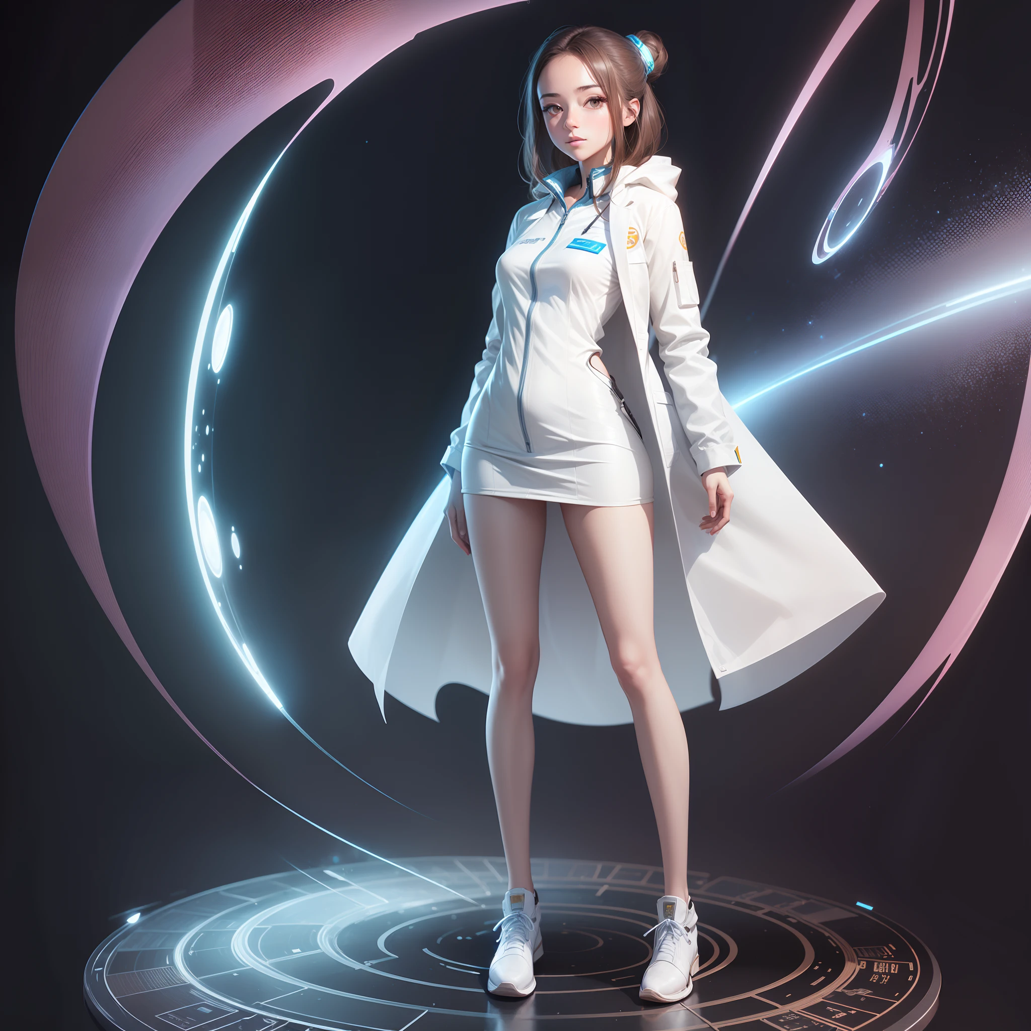 1 beatiful female scientist full body shot transparent background
