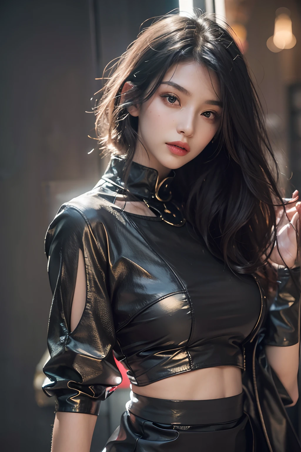 anime girl in a black outfit with a sword in her hand, very beautiful cyberpunk samurai, digital cyberpunk anime art, anime cyberpunk art, cyberpunk anime girl mech, cyberpunk anime girl, cyberpunk anime art, female cyberpunk anime girl, cyberpunk geisha, digital cyberpunk - anime art, cyberpunk samurai, anime style 4 k, badass anime 8 k, cyberpunk anime girl in hoodie, beautiful south korean woman, korean girl, beautiful young korean woman, korean woman, heonhwa choe, korean women's fashion model, sexy look, big breast, sexy pose, show breast, grey hair