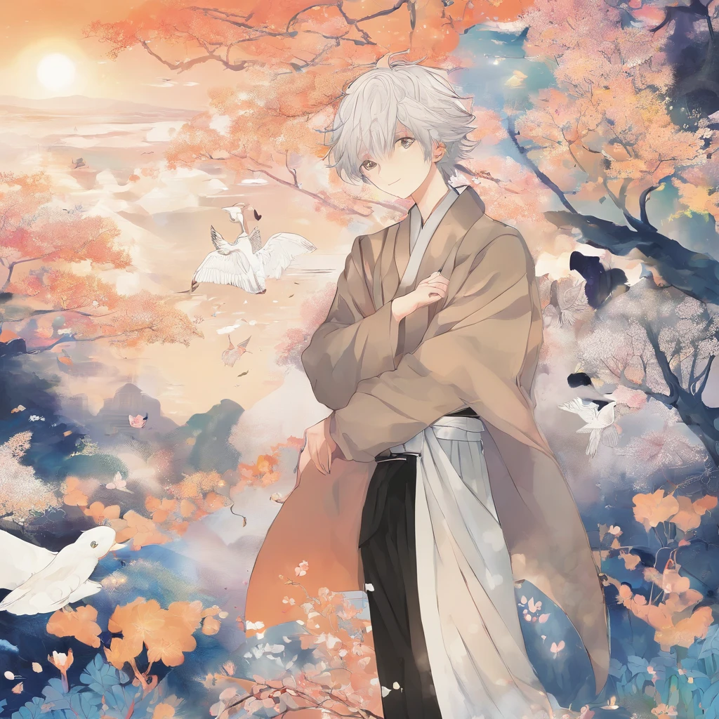 Gentle boy,light toned,Light,tmasterpiece,rich background。