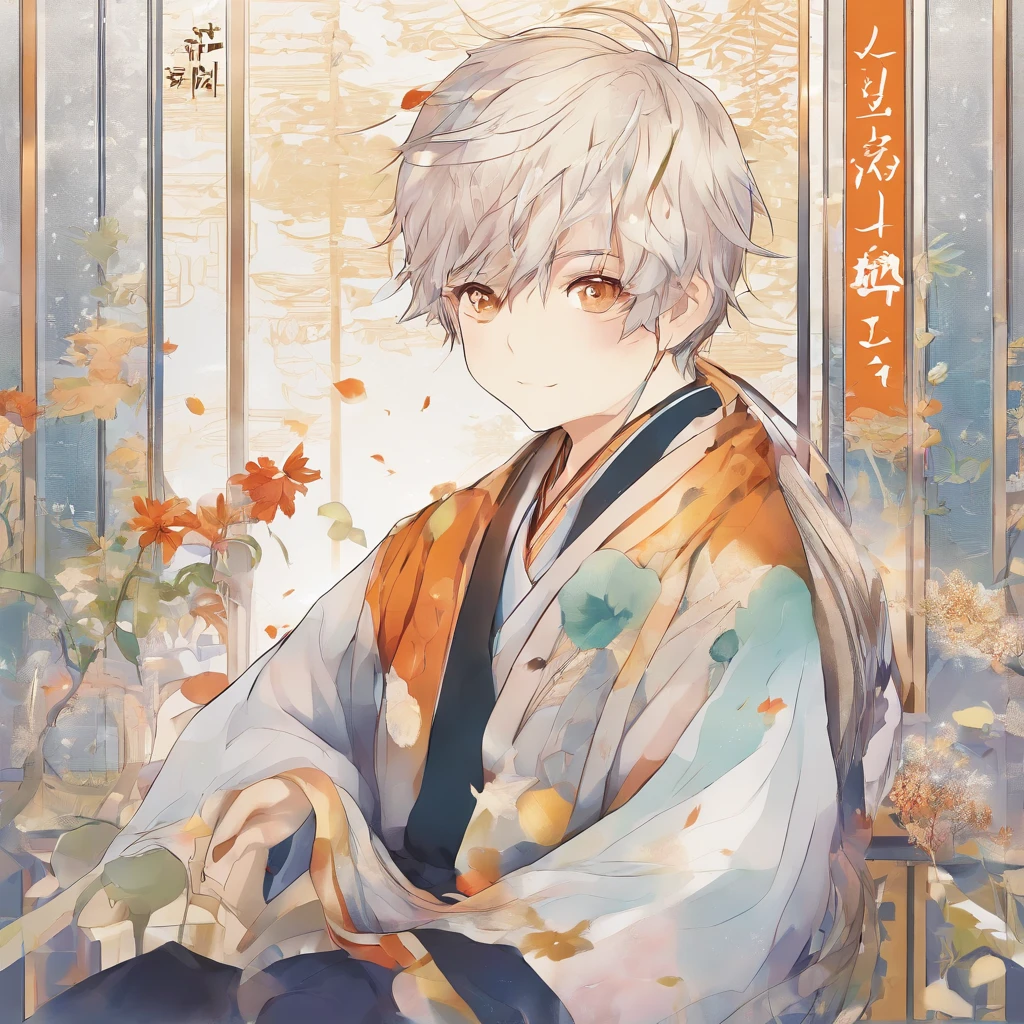 Gentle boy，light toned，Light，tmasterpiece，rich background。