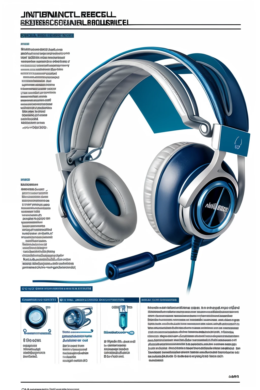 - [ ] poster of a Digital printed mechanical, technical Schematics viewed from front and side view on blueprint paper with text in the background on bold as 'Jellyfish-styled Water-Cooled Headphone', product, illustration. Central Depiction: A cool Eastern-featured Japanese teenager donning a pair of retro-designed headphones, Headphone Design: Vintage aesthetics coupled with modern functionality, integrated slender water-flow pipes resembling jellyfish tendrils, Auditory Environment: Indicated gentle murmurs of underwater sounds emanating from the headphones, mimicking an aquatic ambiance, Mental Tranquility: Expressions on the girl's face and posture reflect mental tranquility, indicating the soothing effect of aquatic whispers, Juxtaposition: Highlighted harmonious blend of modern auditory technology with nature's calming essence, Narrative Exploration: Artistic narrative of seeking mental stability amidst a chaotic modern world subtly implied through design elements and annotations, Symbolism: Jellyfish semblance provides a unique aesthetic, symbolizing a gentle drift into serene contemplation, Technical Specifications: Hyper-detailed graphite rendering at 8K resolution ensuring precise depiction of each element, material suggestions, and functionality pointers, Instructional Guide: Beside the main illustration, an instructional guide details the assembly and usage of the headphones, providing a practical touch to the artistic blueprint. 8k, conceptual art