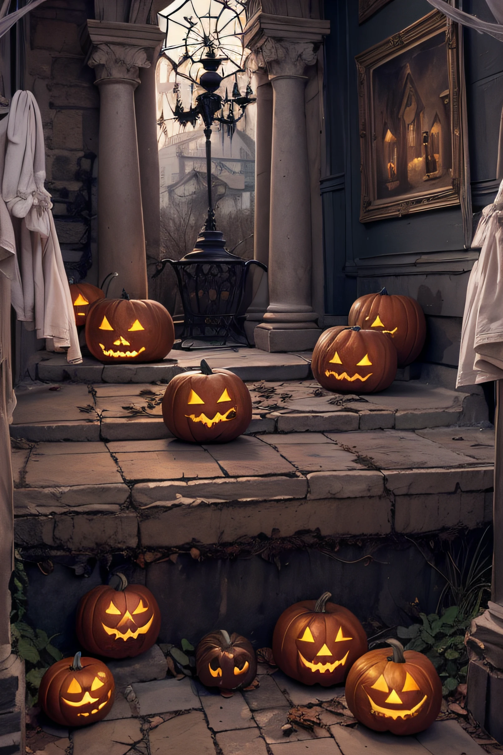 escenario paisaje de halloween, realista