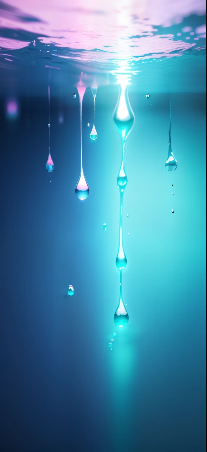 Pink and light blue pastel colored water water, Neon light, water dripping, hight resolution, hightquality