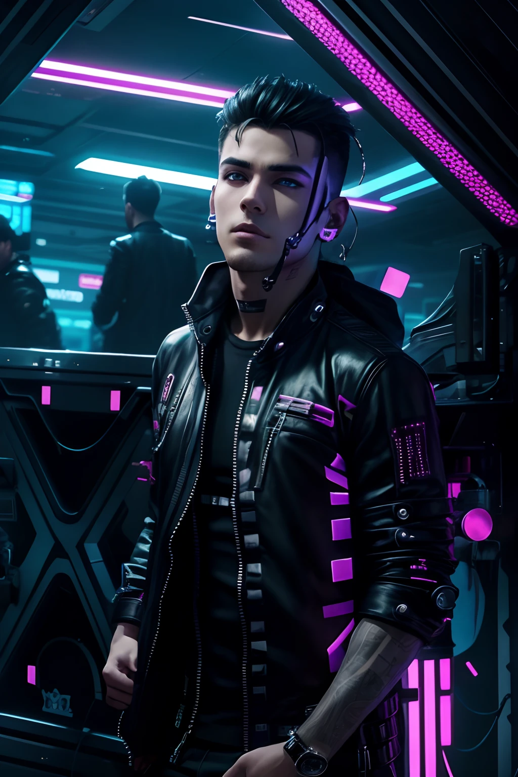 Change background cyberpunk, handsome boy