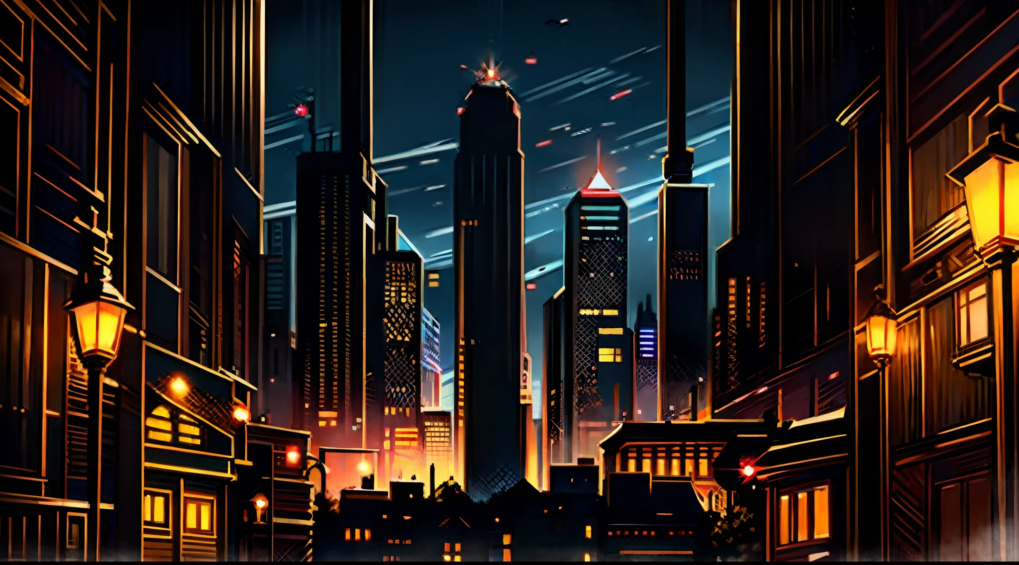 early evening,the sunset,城市,Buildings,lamplight,bustling,Cyber City,neonlight,modern day,big city,8k