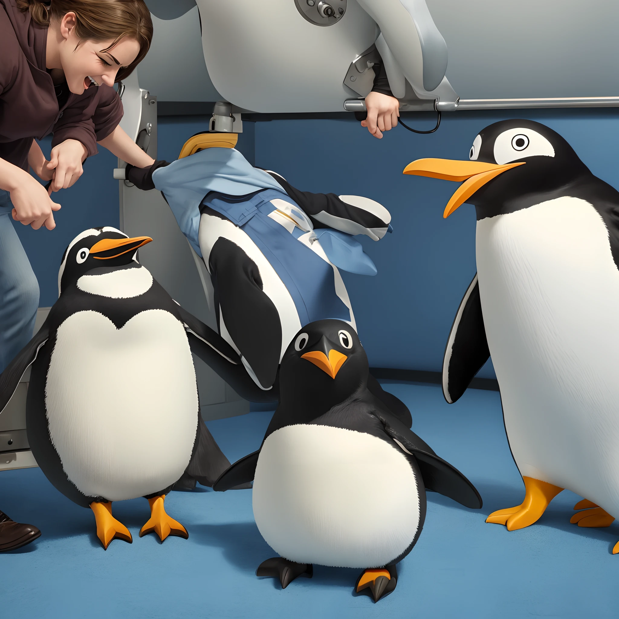Ultra high quality, ultra detailed, 8k, ultra high res With this image with the penguin being tickled, have a style that looks like this being part of a tickle scene from the 2006+2011 happy feet movies created by Warner bros and animal logic in the style of animal logic having created the character model and the model of the tickle machine and like the style that Warner bros movie company animated it in with the penguin being extremely ticklish and held on the tickle machine and being subjected to the unending tickling with the machines being very harsh on the extremely ticklish and tickled penguin that is being tickled hard --auto