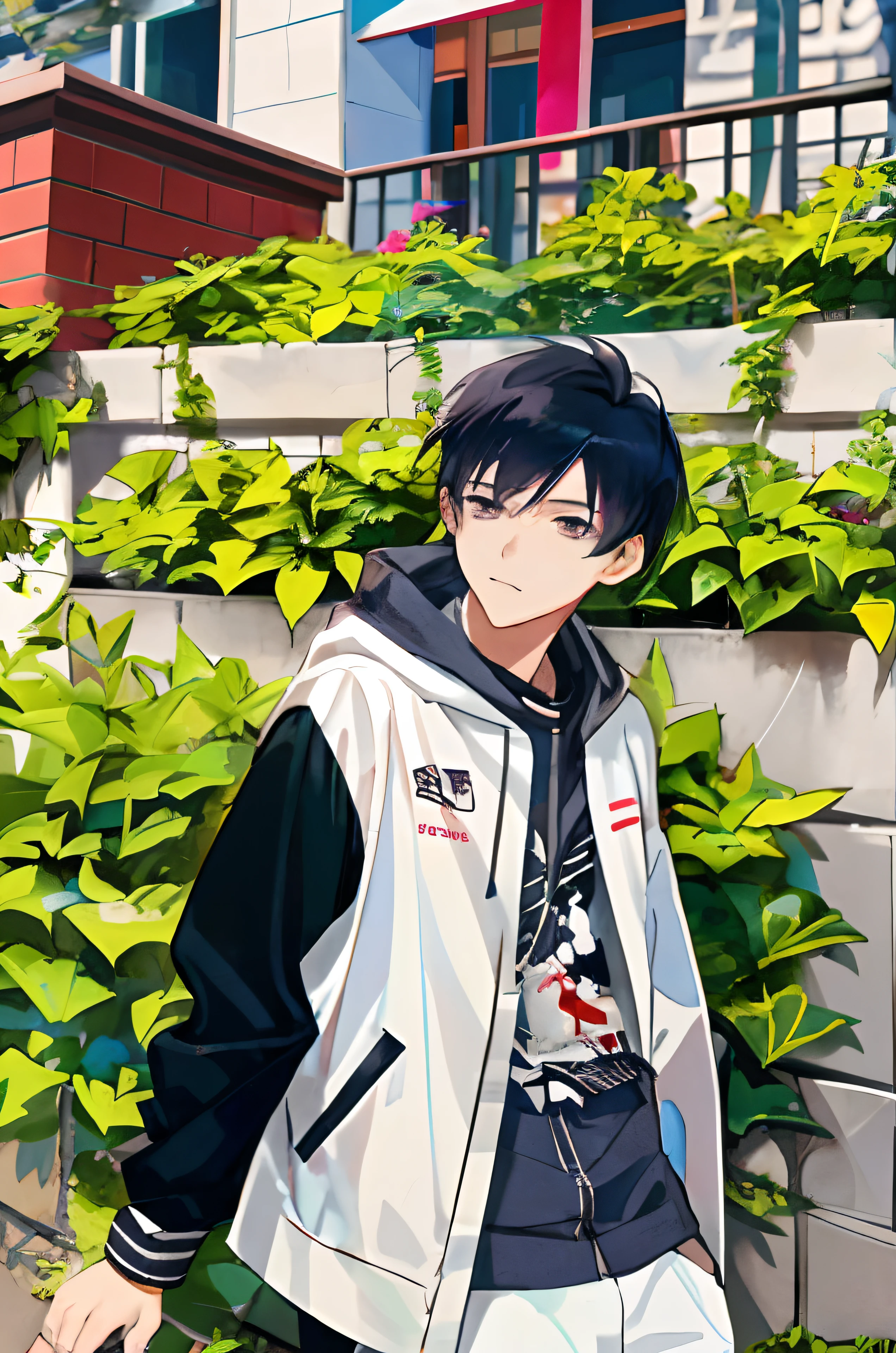 anime boy in a white jacket and black pants standing in front of a wall, anime boy, inspired by Bian Shoumin, high quality anime artstyle, handsome anime pose, male anime style, shuushuu anime image, young anime man, inspired by Kun Can, digital anime illustration, anime artstyle, artwork in the style of guweiz