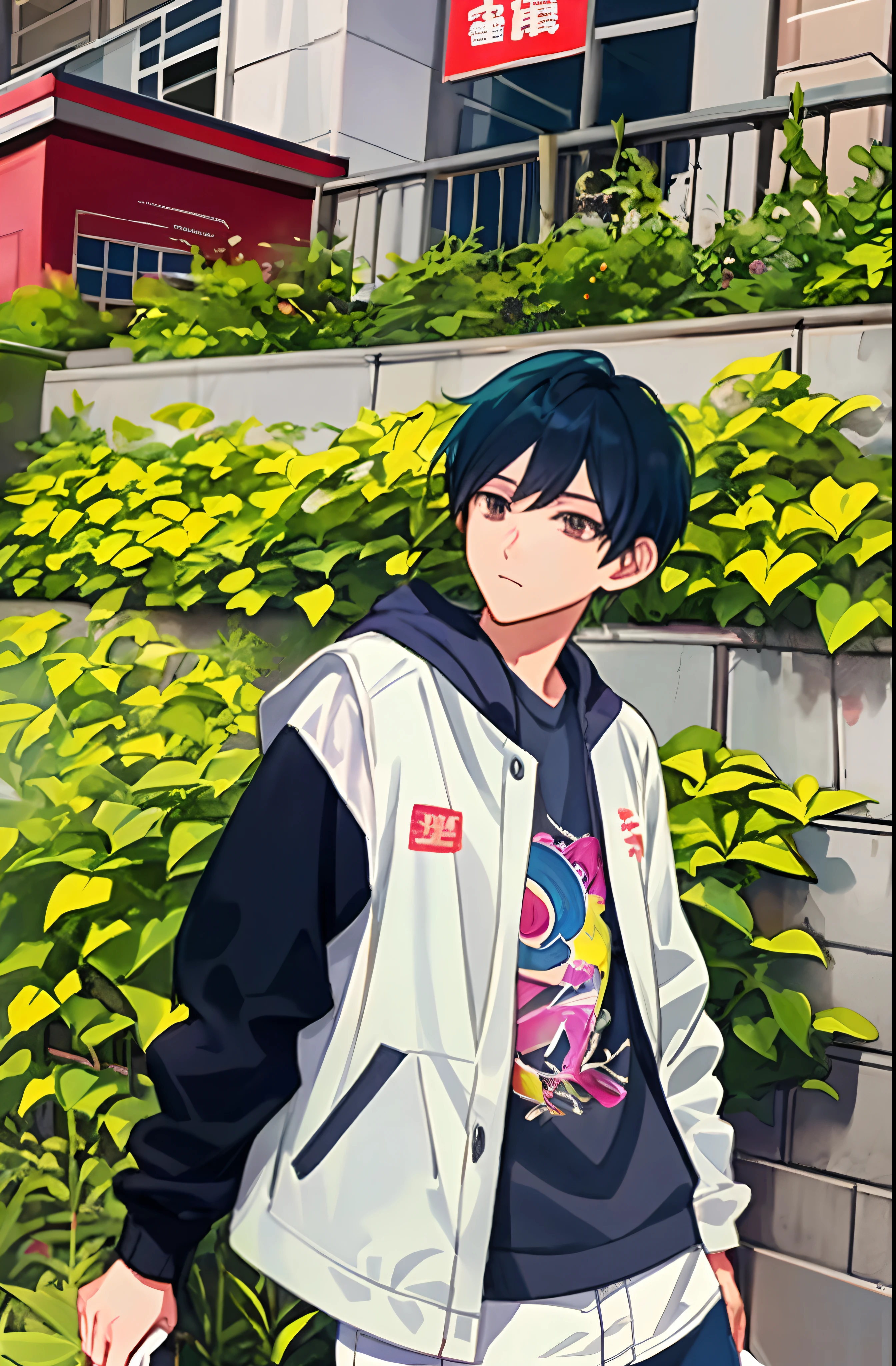 anime boy in a jacket and jeans standing in front of a building, handsome anime pose, high quality anime artstyle, anime boy, inspired by Bian Shoumin, male anime style, digital anime illustration, smooth anime cg art, shuushuu anime image, inspired by Kun Can, anime artstyle, anime style. 8k