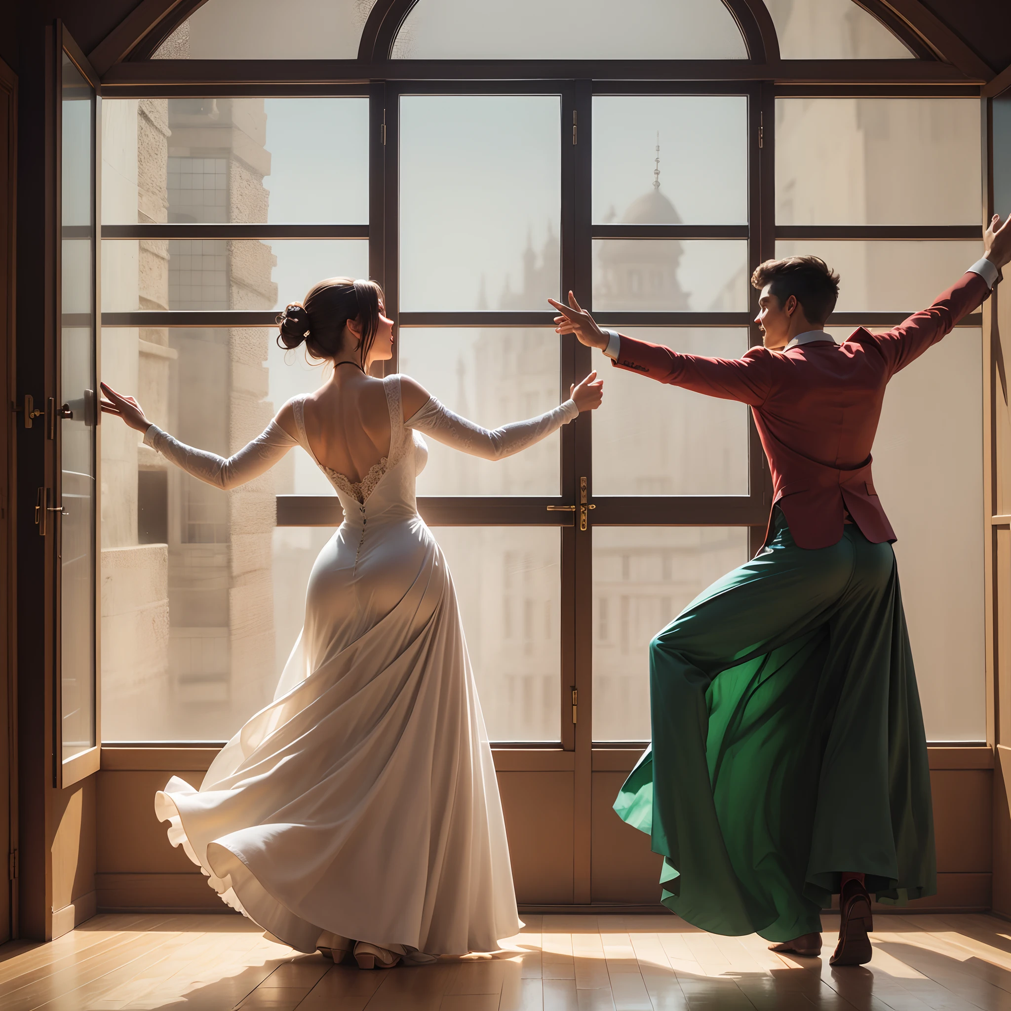 **couple dancing in room with big window, ancient style paiting** - <@710777655 --auto --s2