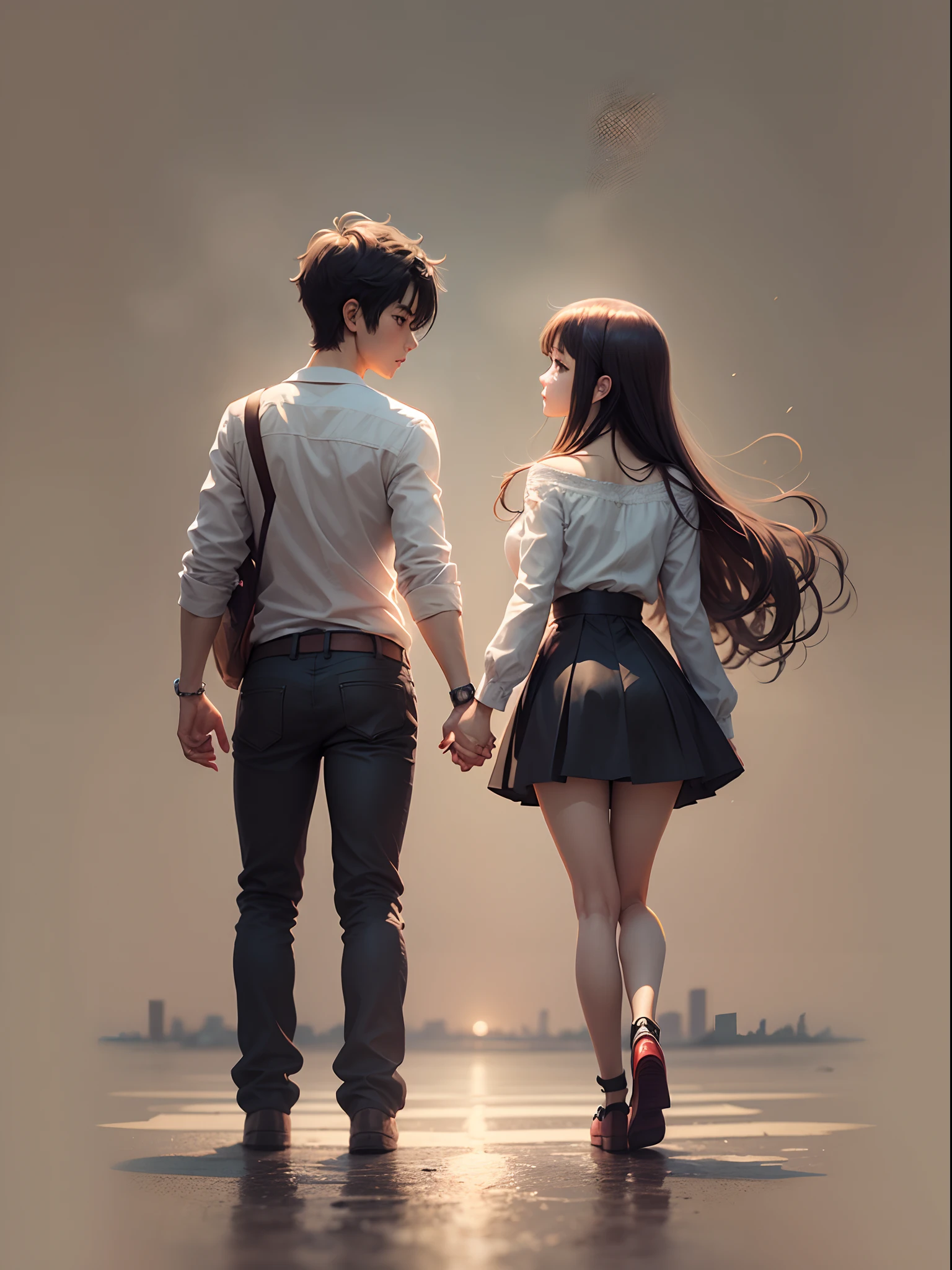 anime couple holding hands --auto --s2