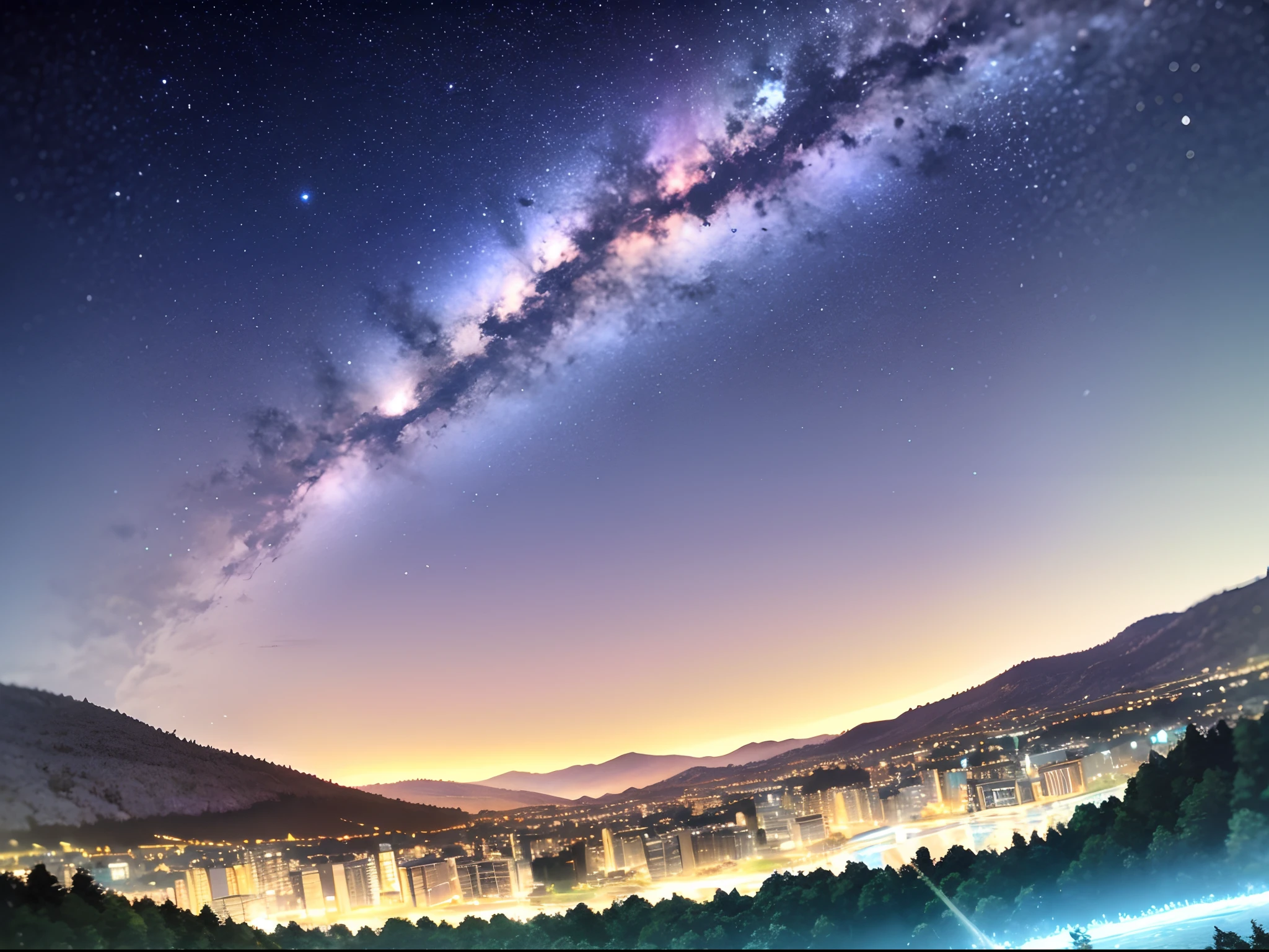 purple and blue stars shine brightly in the night sky above a lake, Starry Sky 8 K, 4K anime wallpaper, Cosmos Sky. By Makoto Shinkai, anime landscape wallpapers, galaxy in the sky, Anime Sky, Star(sky) Starry_sky, cosmos sem fim no fundo, moonlit starry sky environment, Anime wallpaper 4 k, amazing wallpapers