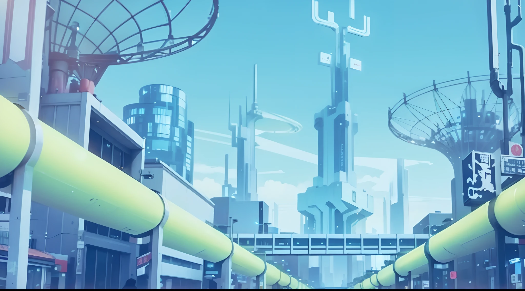 In the daytime,clear skies,城市,Buildings,lamplight,bustling,Cyber City,neonlight,modern day,big city,
