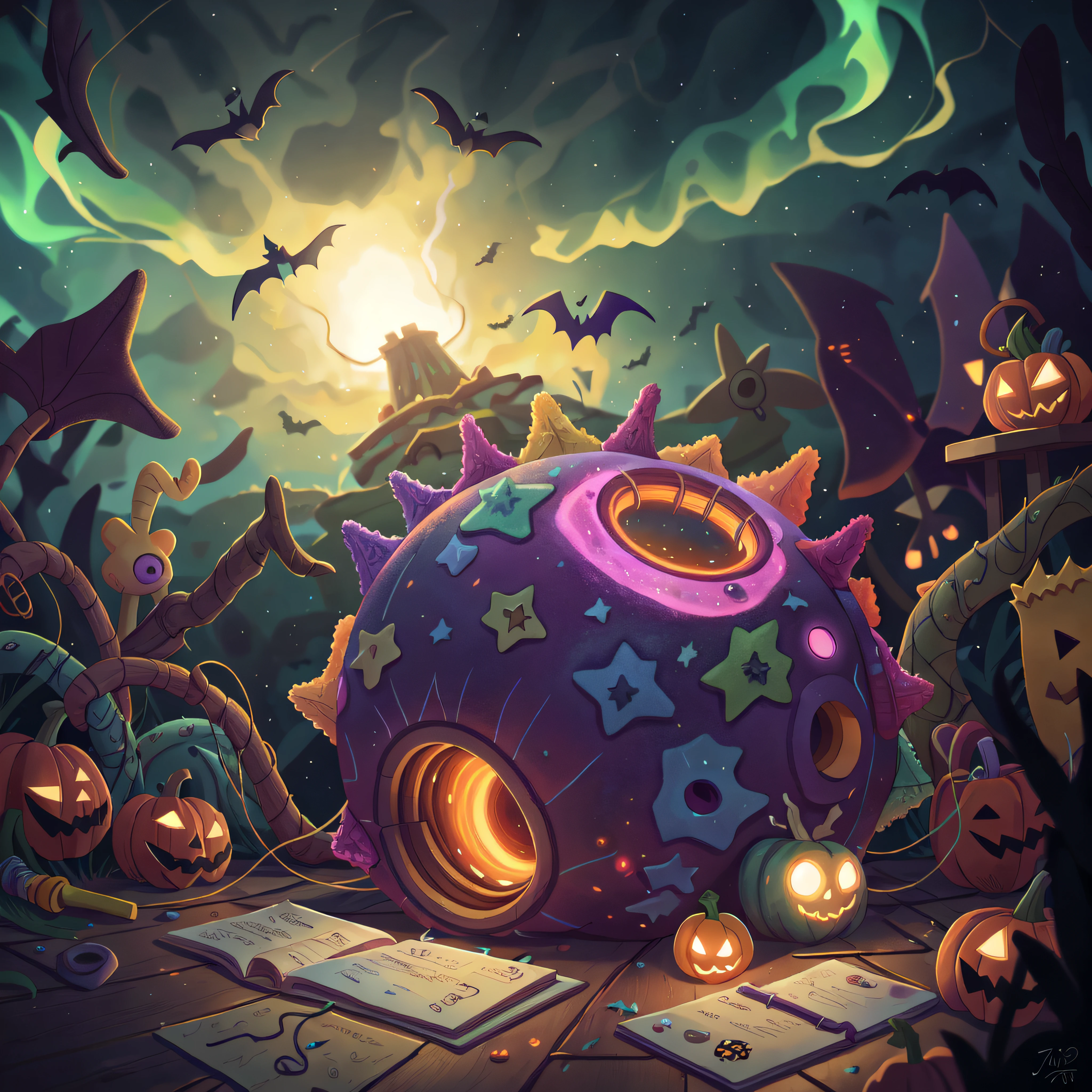 joyous,Halloween,Color,Originality,sci-fy,4K,supernova. Unreal Engine 5, Cinematic, Color grading, SpongeBob SquarePants works, Ultra-wide angle, Depth of field, Hyper-detailed, beautifully color-coded, insanely details, Intricate details, beautifully color-graded, illusory engine, editorial photography , photoshoot, Shot on 70mm lense, Depth of field, degrees of freedom, 32K, Hyper-Resolution,Signature pad,Intermediate distillation
